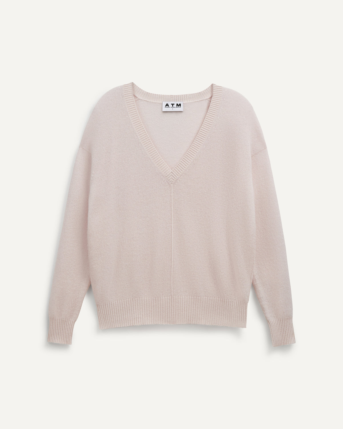Cashmere V-Neck Relaxed Sweater - Faded Rose