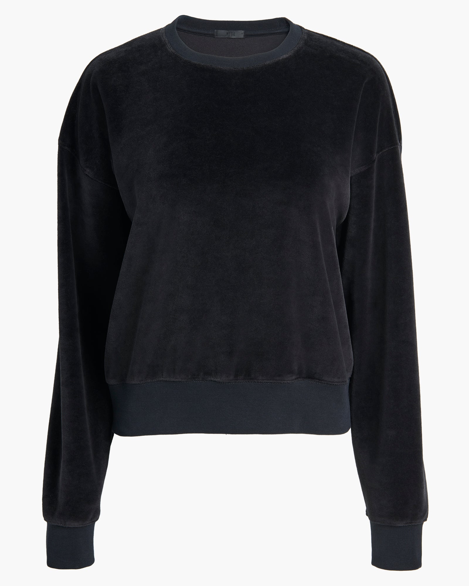 Velour Crew Neck Sweatshirt - Black