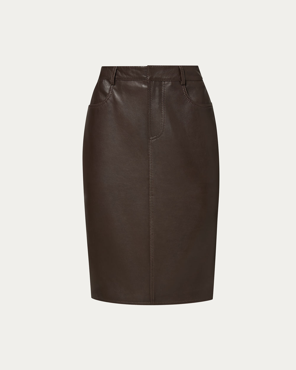 Leather Pencil Skirt - Chocolate Brown