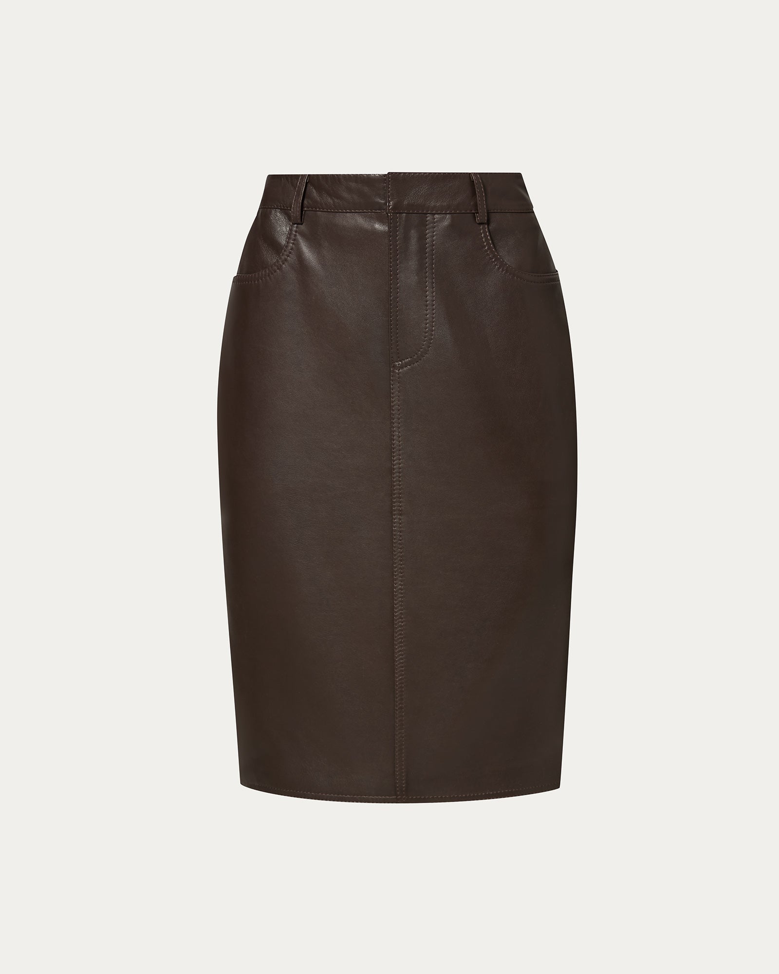 Leather Pencil Skirt - Chocolate Brown