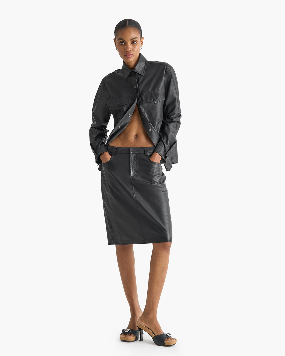 Leather Pencil Skirt - Black