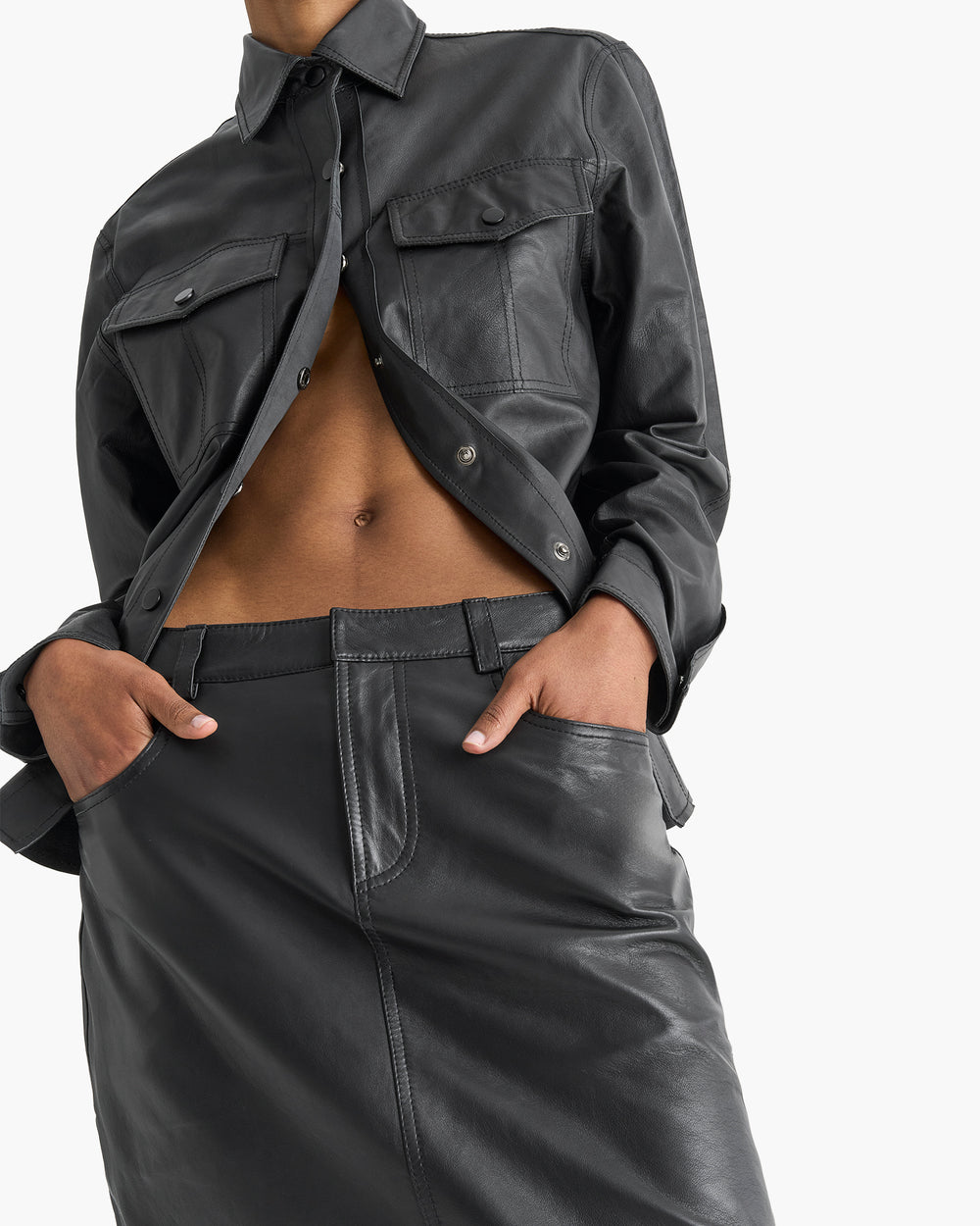 Leather Pencil Skirt - Black