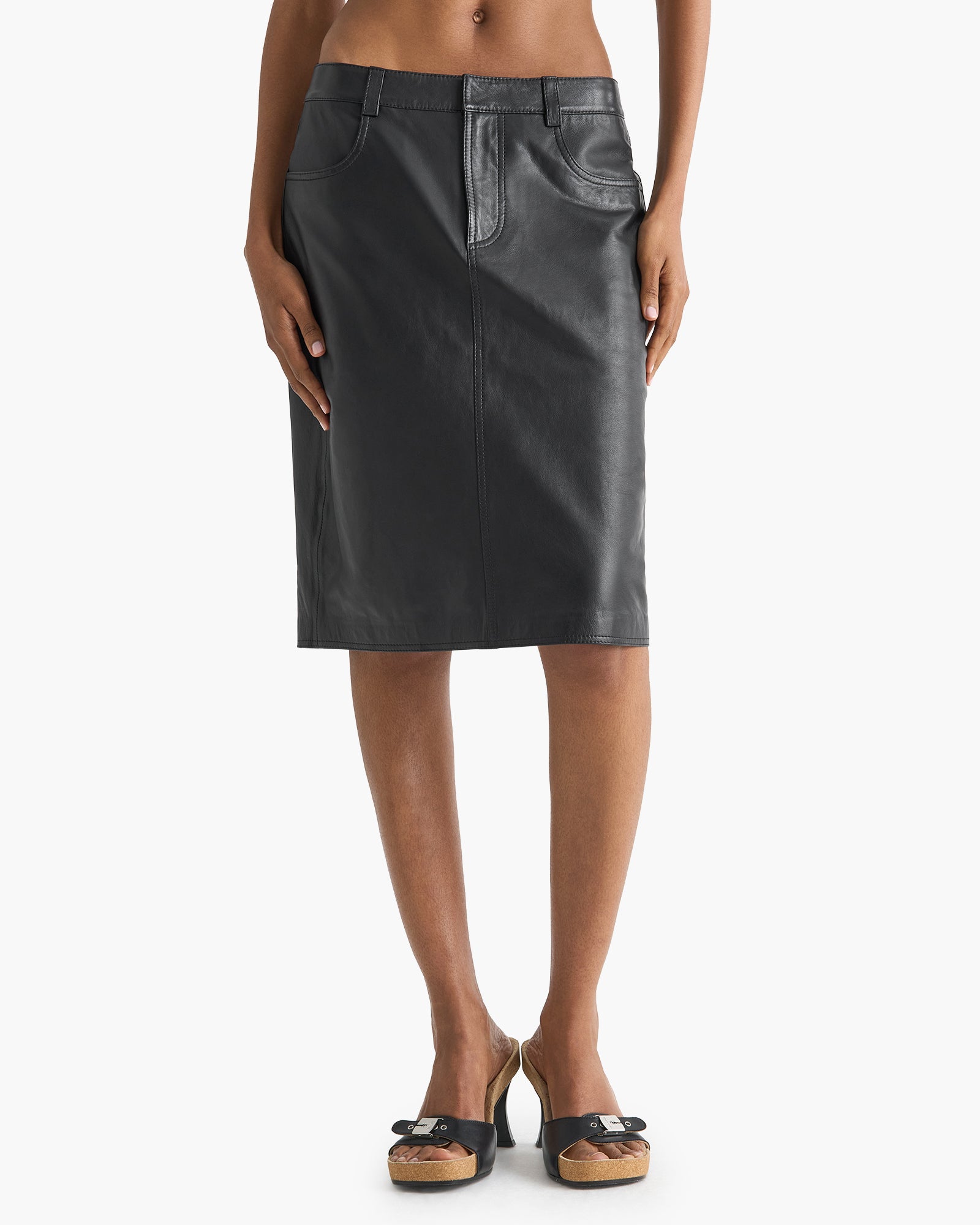 Leather Pencil Skirt - Black