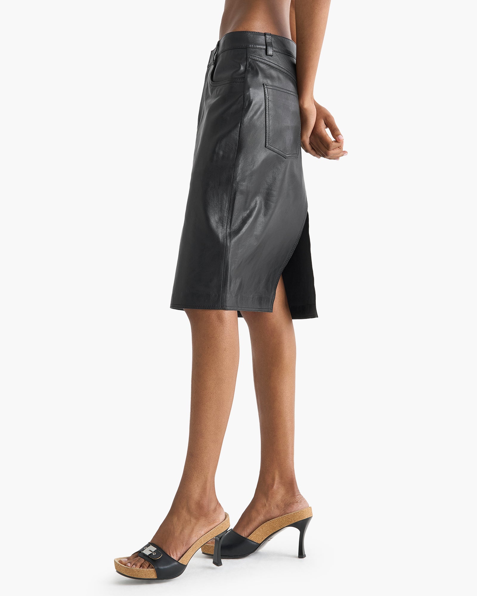 Leather Pencil Skirt - Black