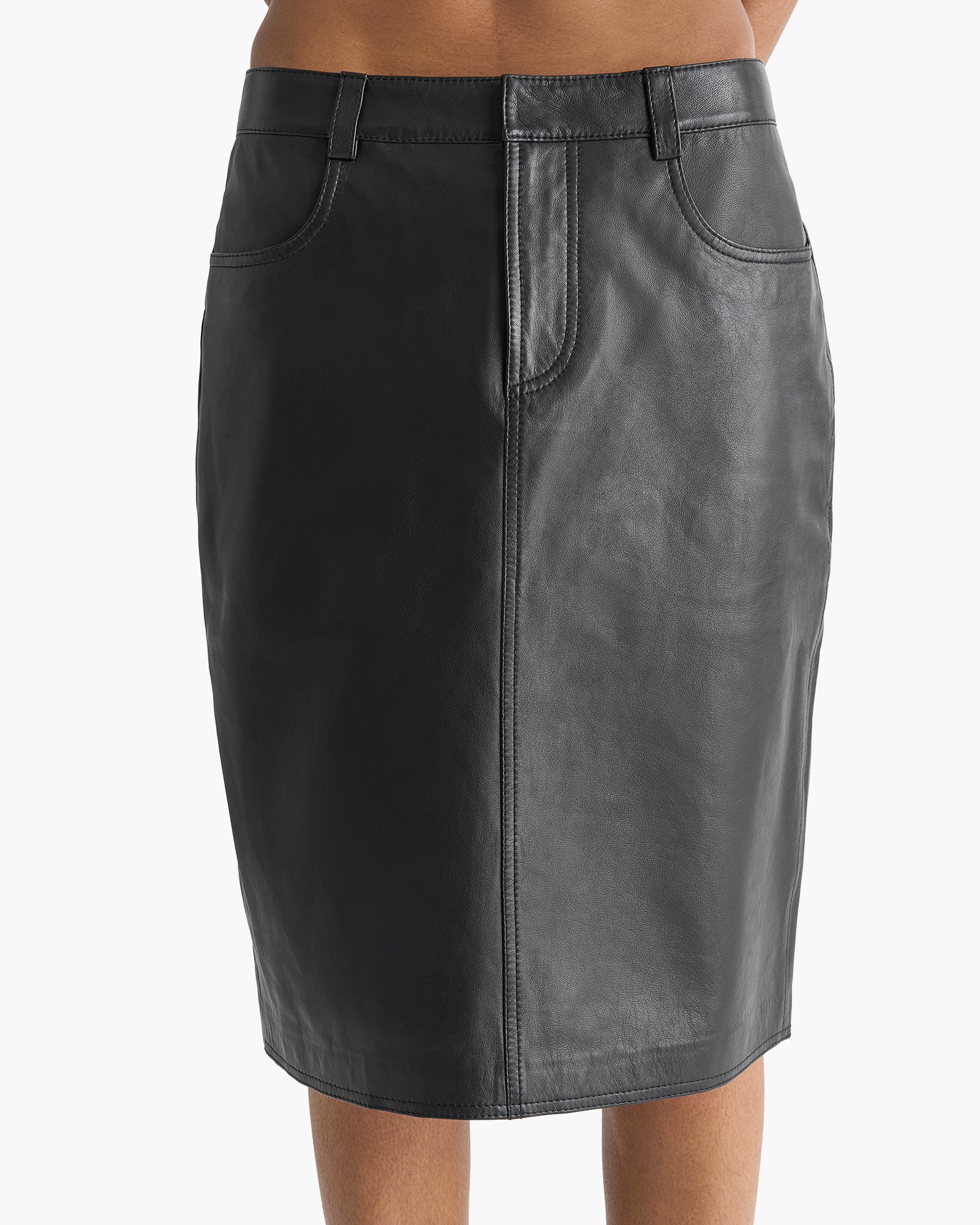 Leather Pencil Skirt - Black