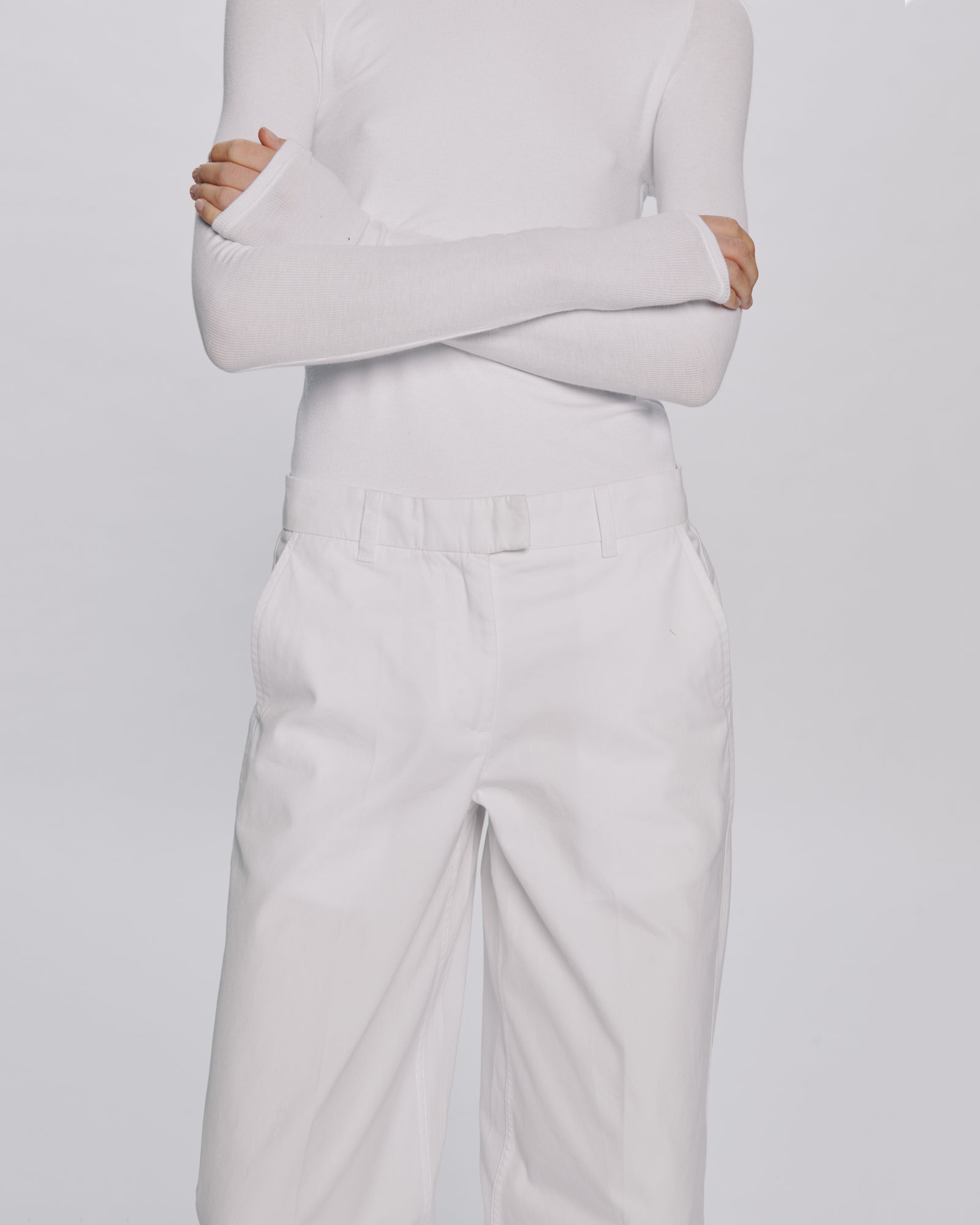 Cotton Twill Leigh Pant - White