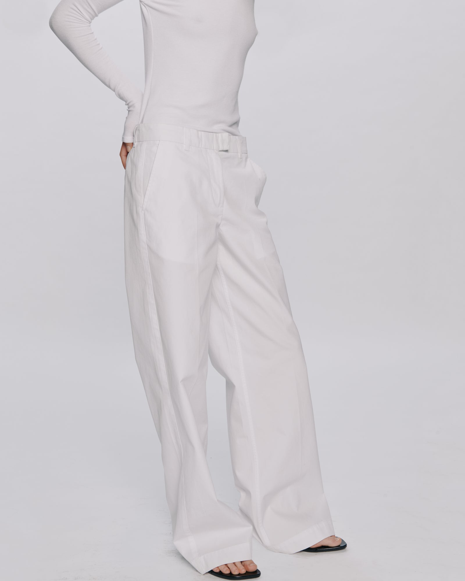 Cotton Twill Leigh Pant - White