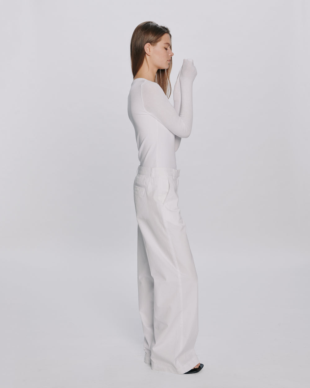 Cotton Twill Leigh Pant - White
