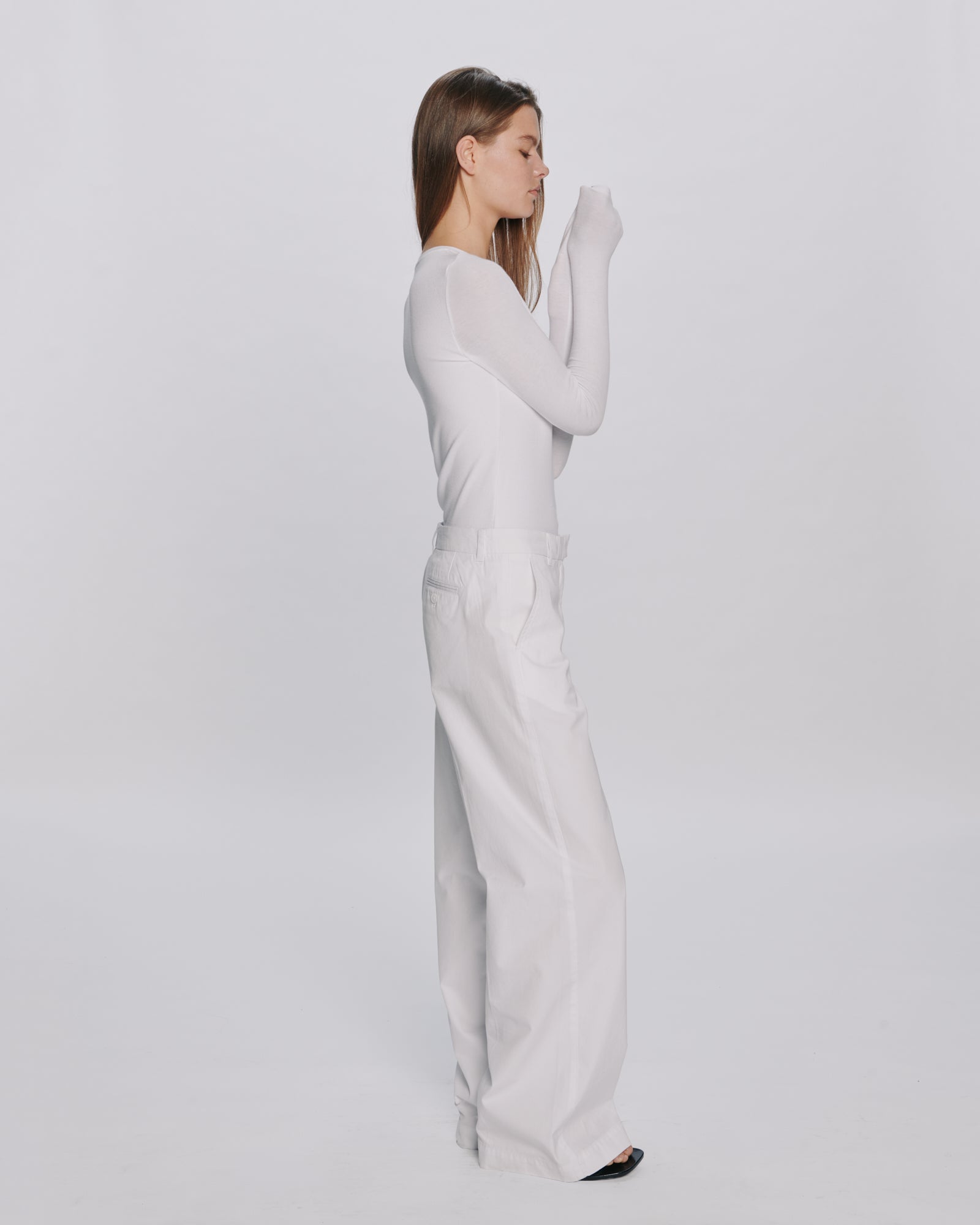 Cotton Twill Leigh Pant - White