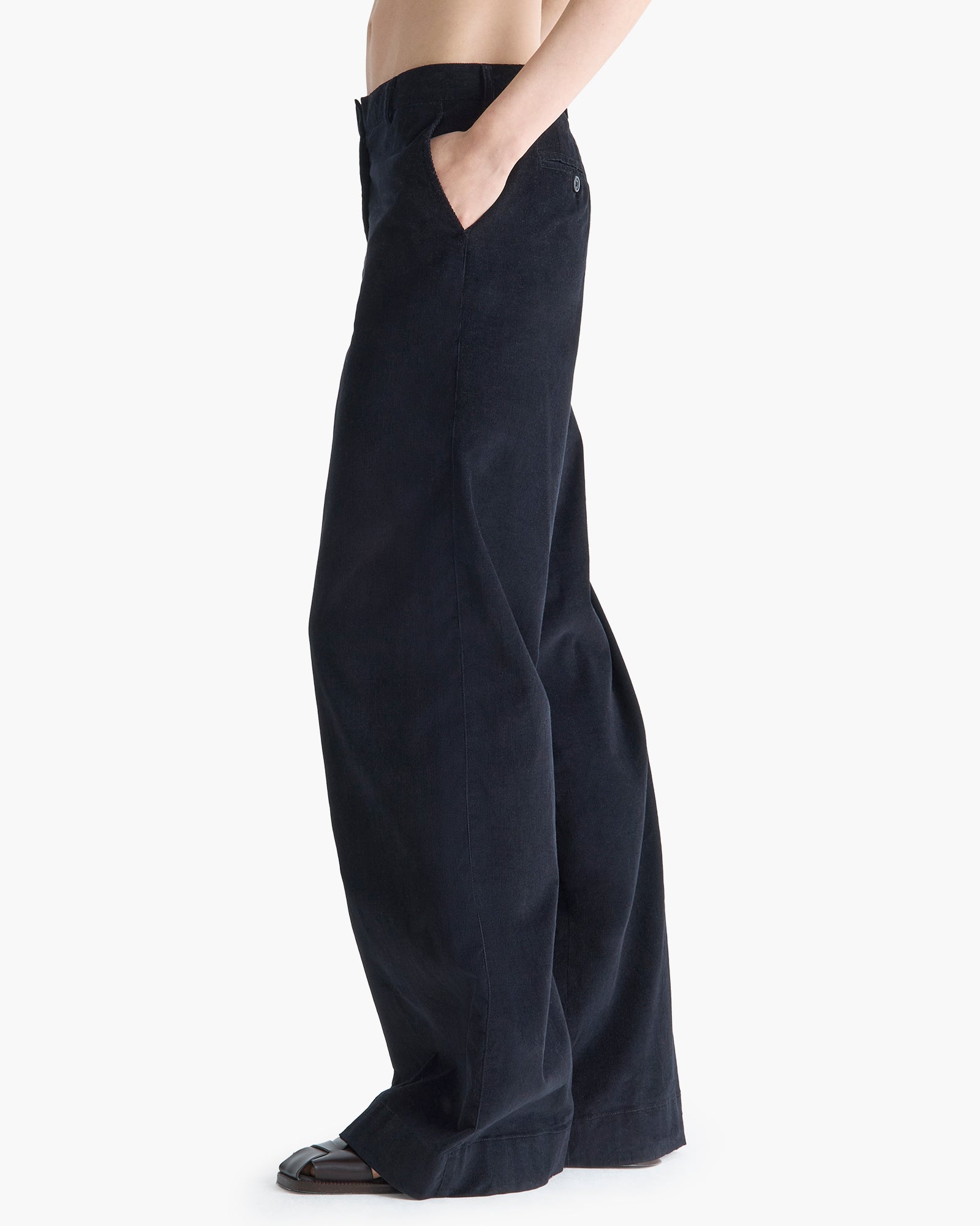 Corduroy Wide Leg Pant - Black