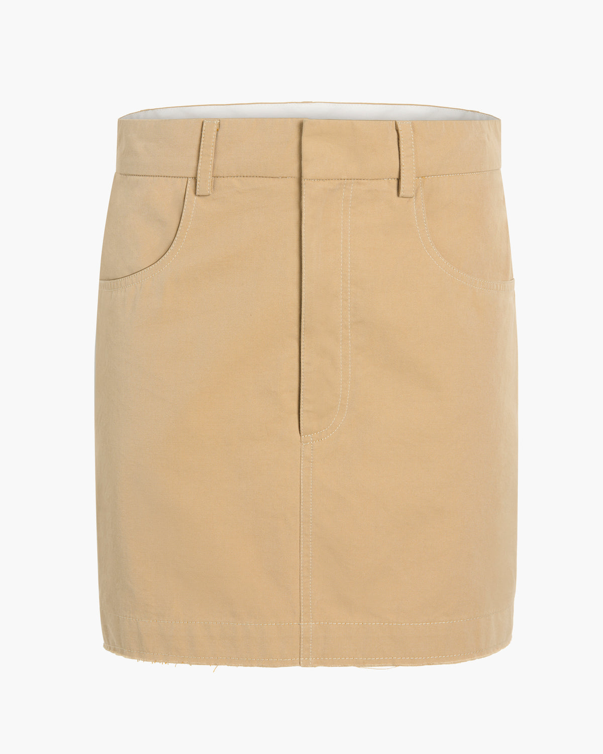 Cotton Twill Pencil Skirt - Khaki