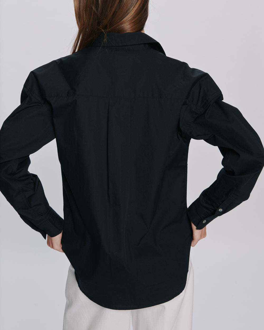 Cotton Poplin Boyfriend Shirt - Black