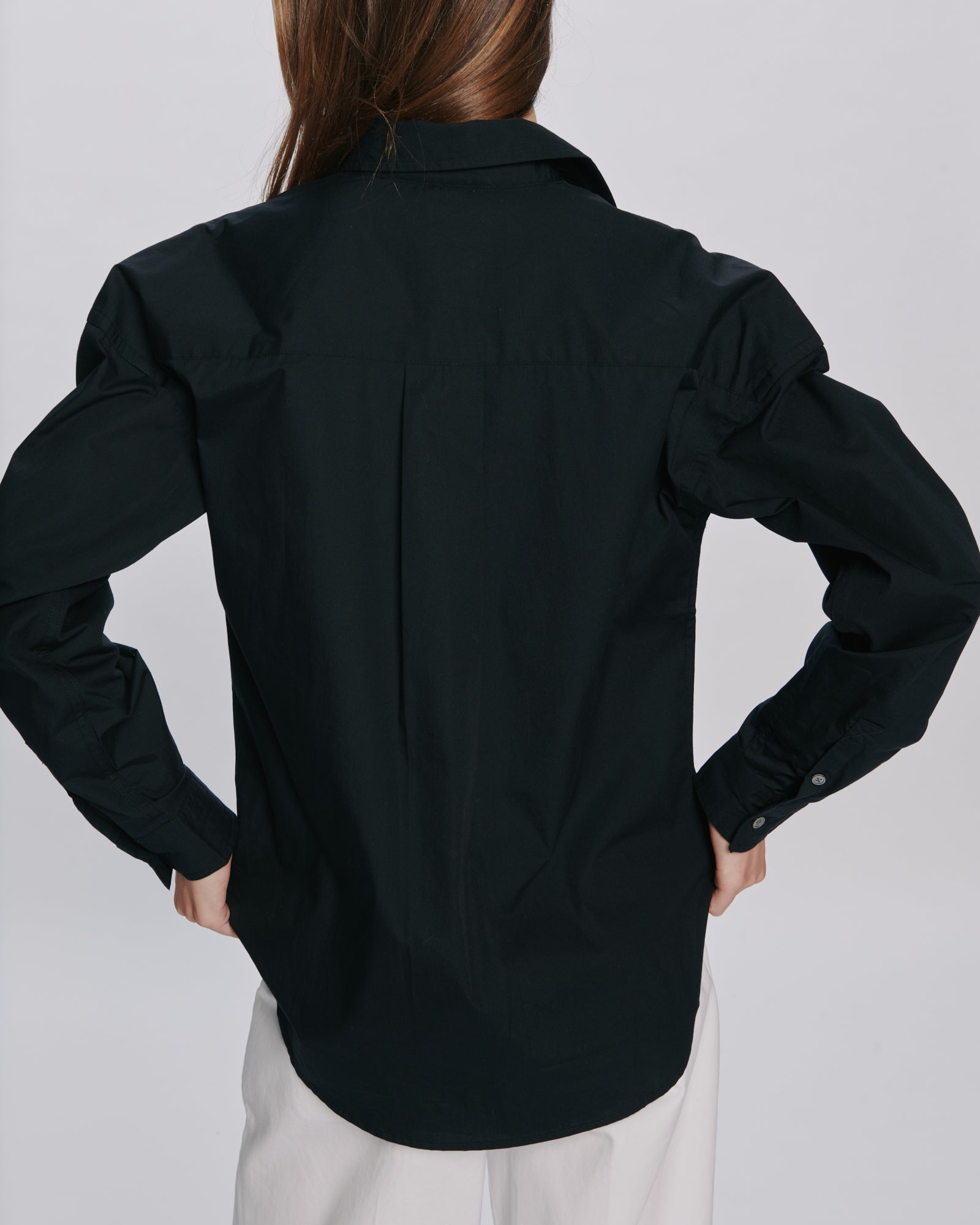 Cotton Poplin Boyfriend Shirt - Black
