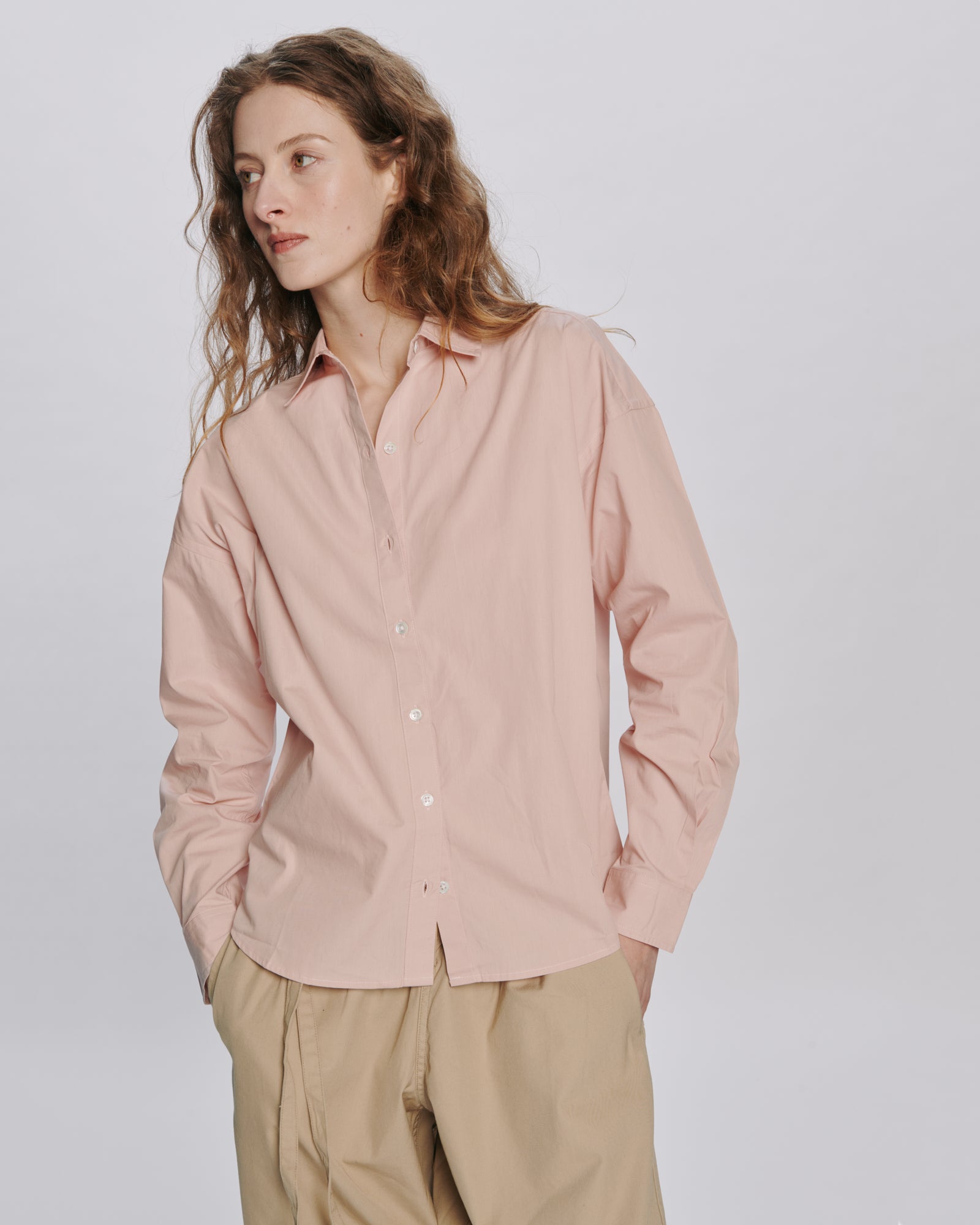 Cotton Poplin Boyfriend Shirt - Faded Rose