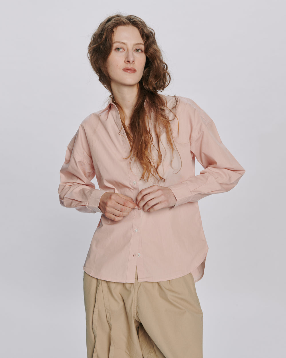 Cotton Poplin Boyfriend Shirt - Faded Rose