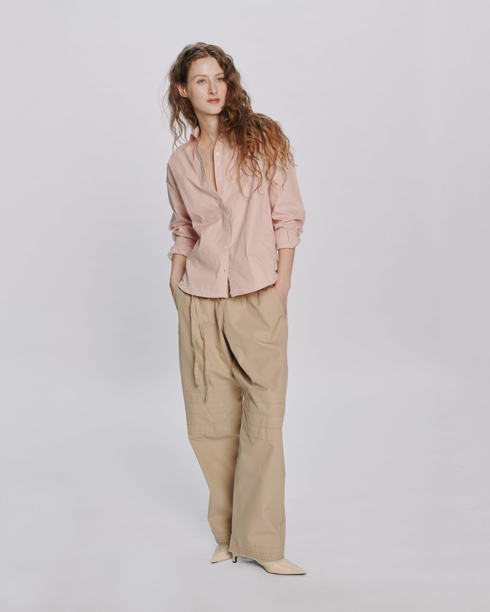 Cotton Poplin Boyfriend Shirt - Faded Rose