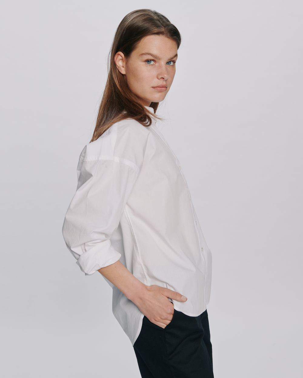 Cotton Poplin Boyfriend Shirt - White