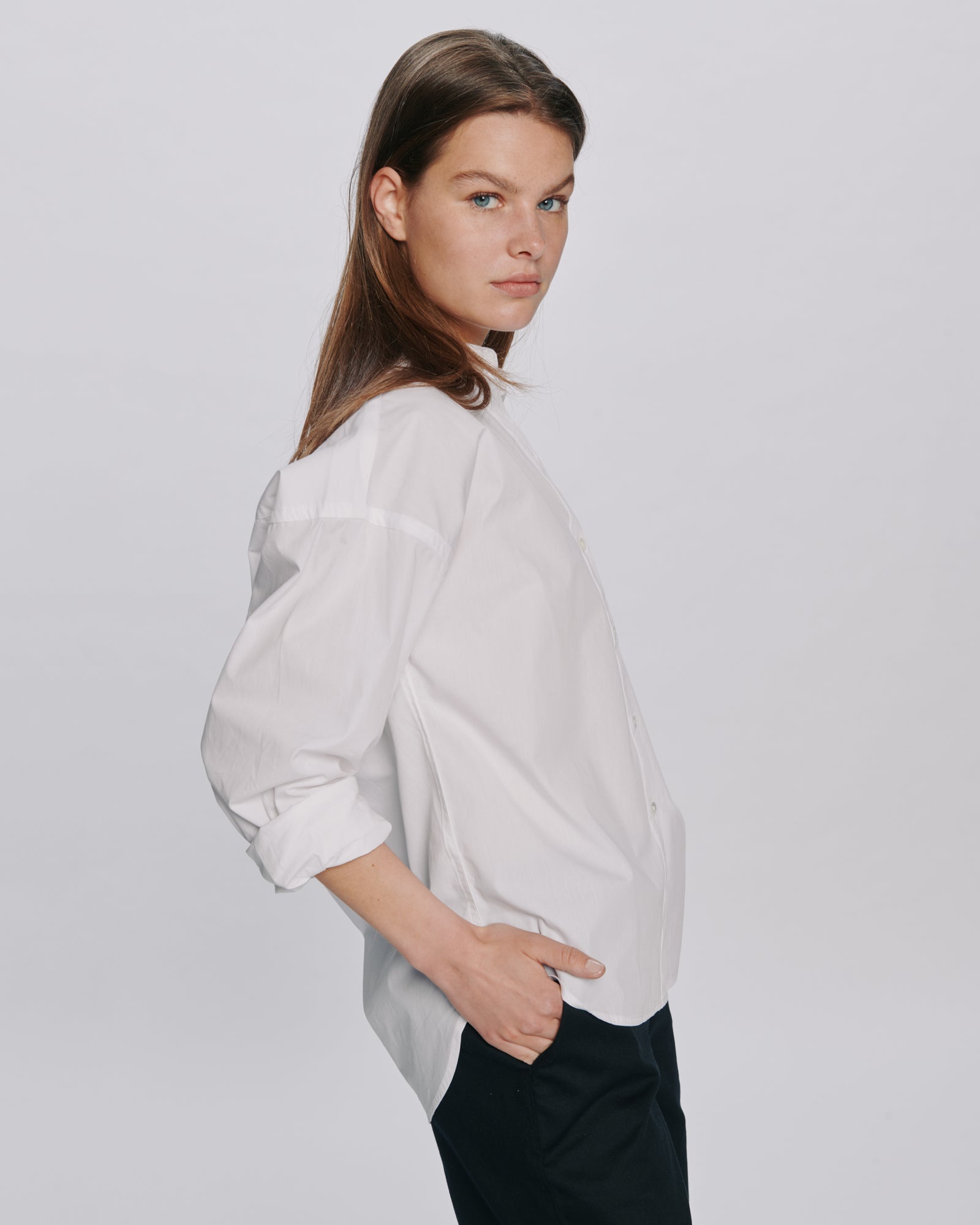 Cotton Poplin Boyfriend Shirt - White
