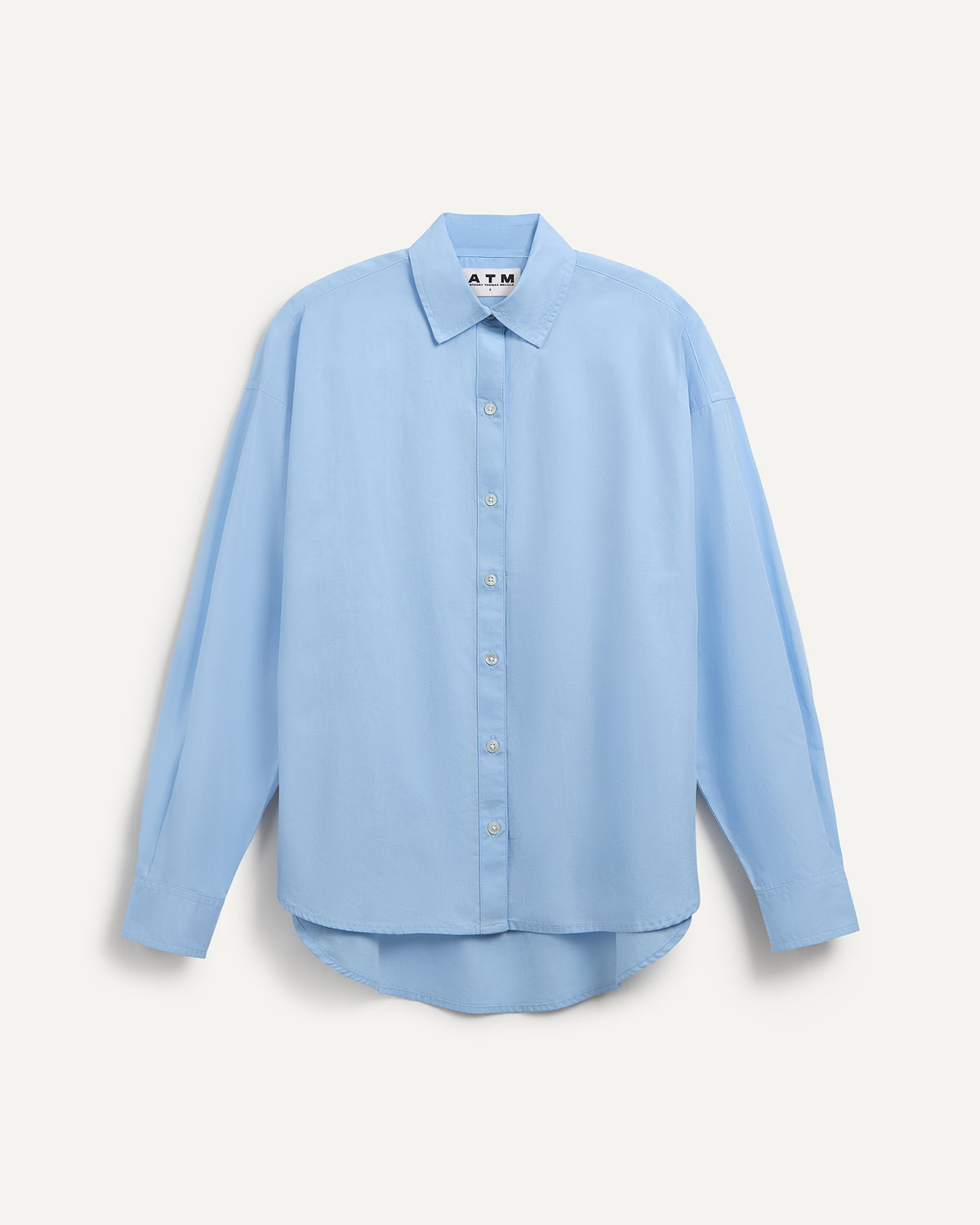 Cotton Poplin Boyfriend Shirt - Light Blue
