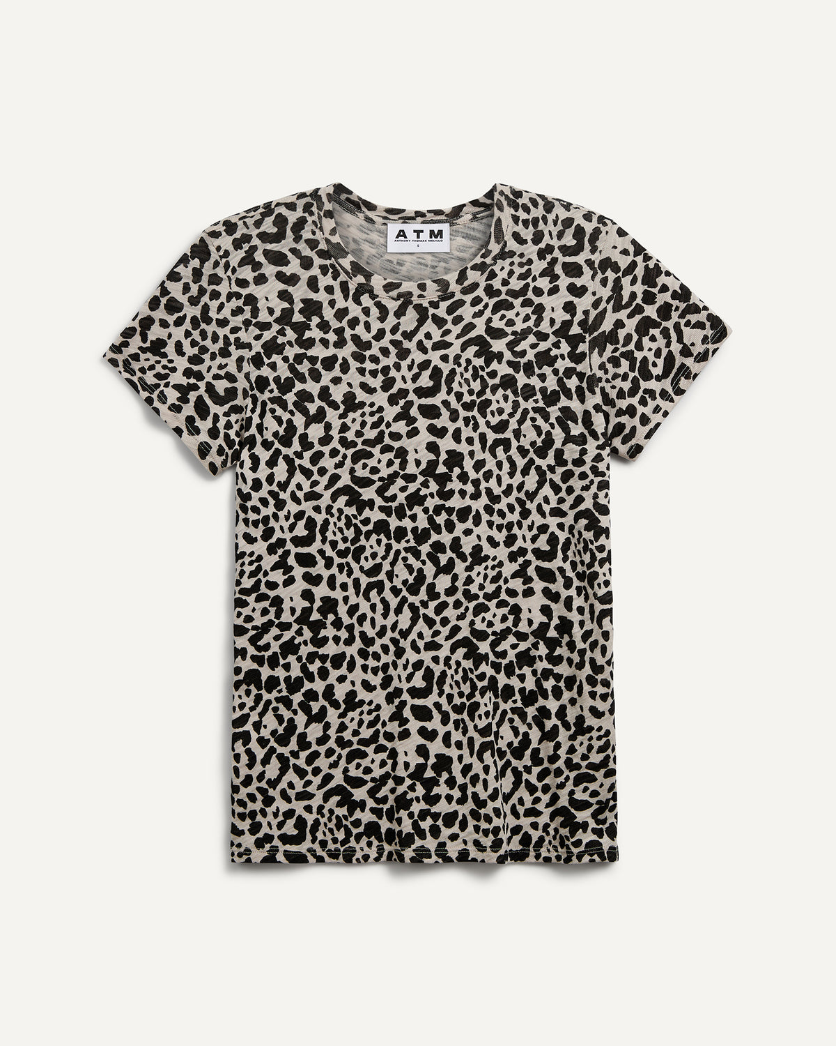 Slub Jersey Schoolboy Crew Neck Tee - Leopard Print