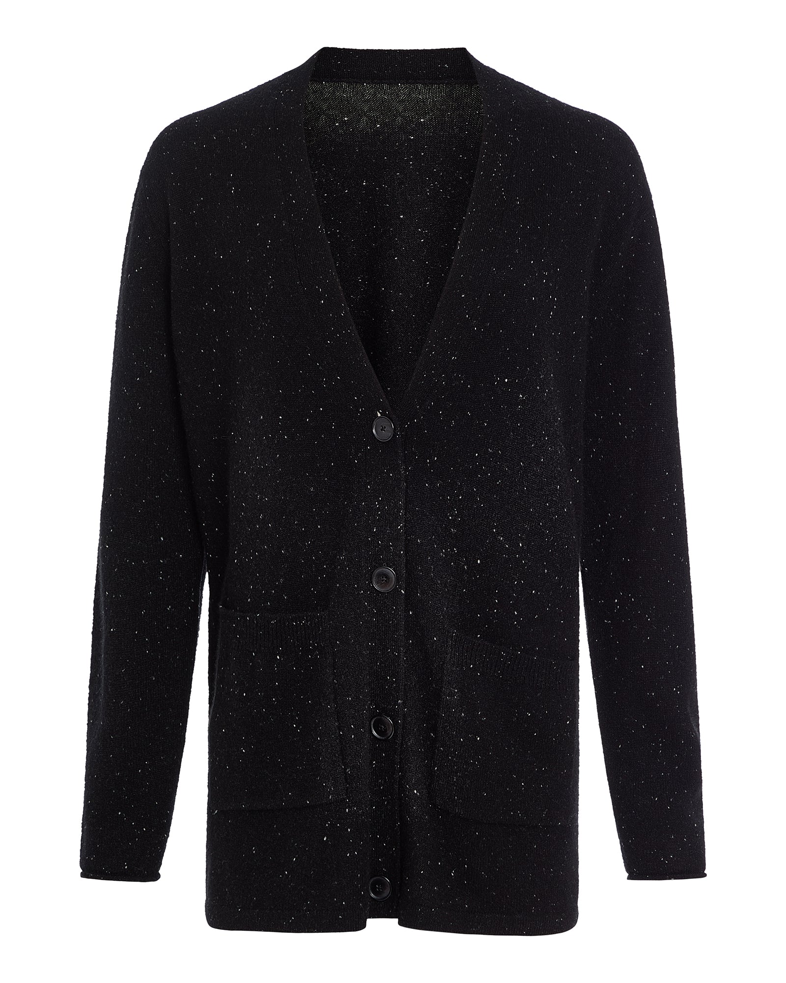 Donegal Cashmere Grandpa Cardigan - Black