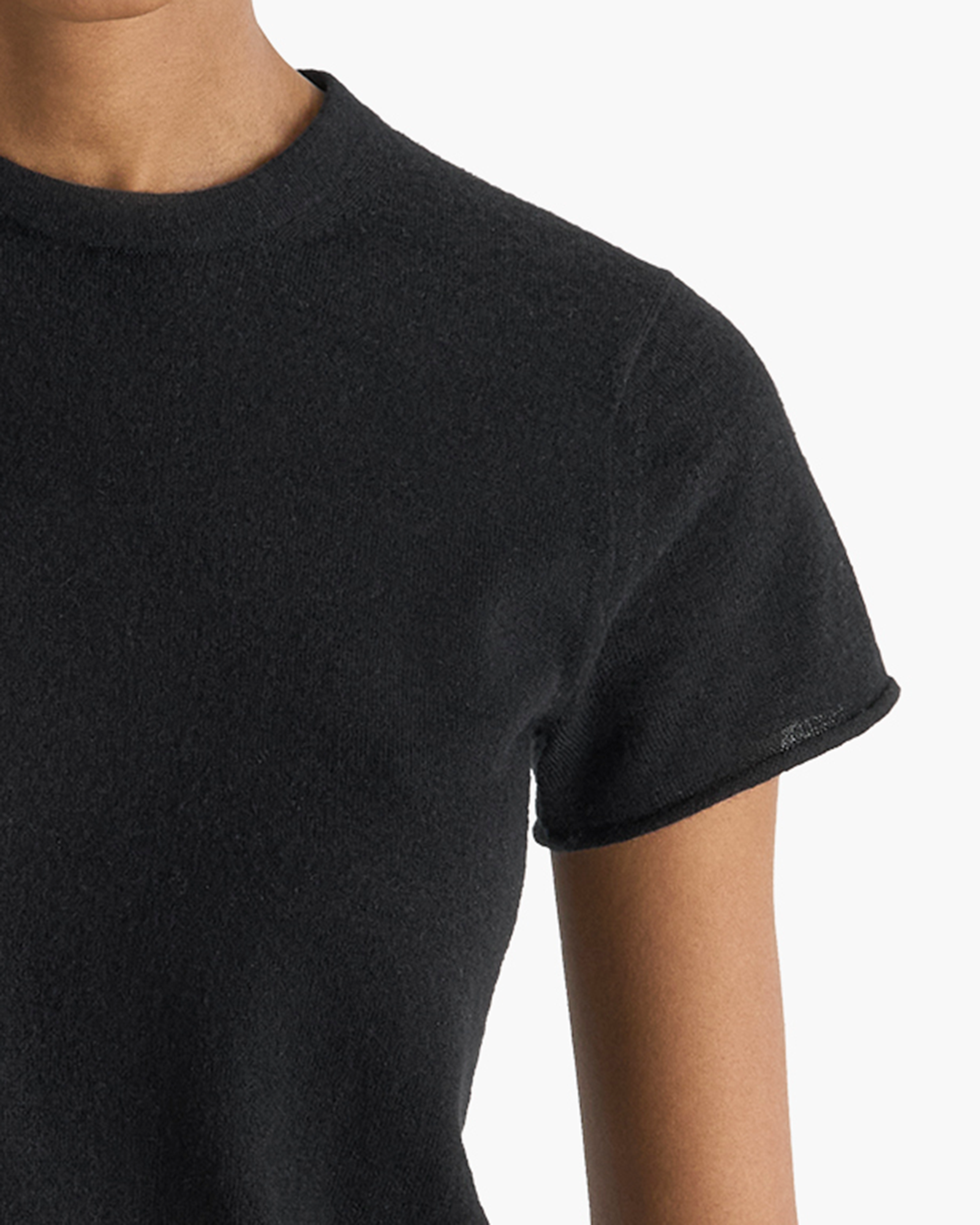 Cashmere School Boy Short Sleeve Sweater - Black