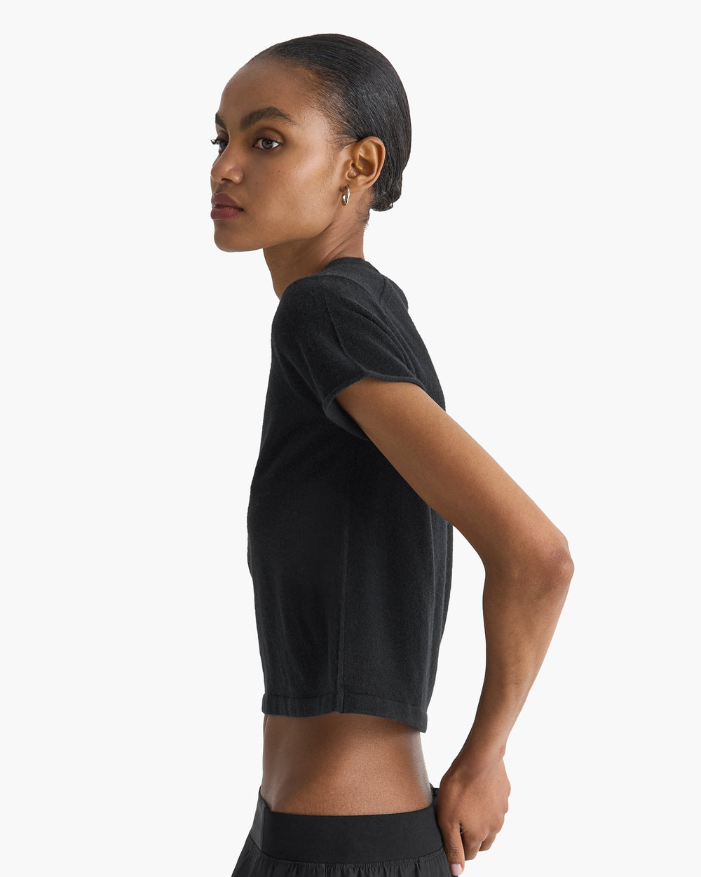 Cashmere School Boy Short Sleeve Sweater - Black