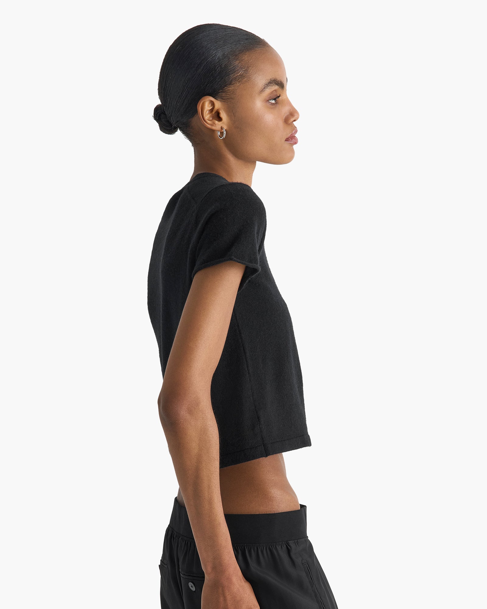 Cashmere School Boy Short Sleeve Sweater - Black