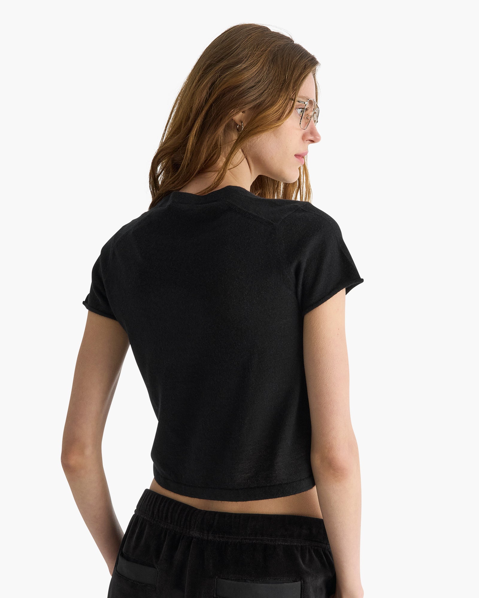 Cashmere School Boy Short Sleeve Sweater - Black