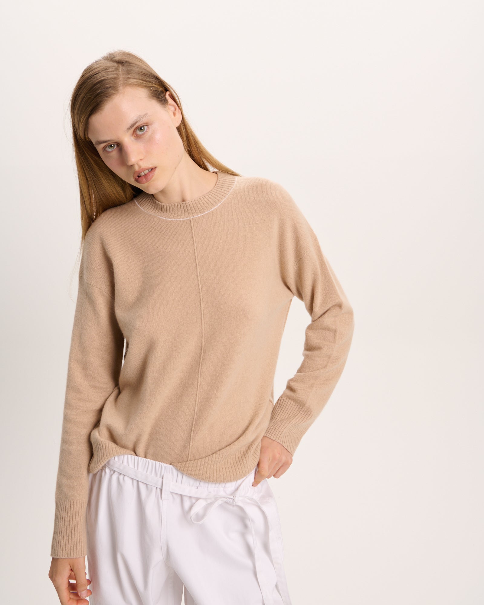 Cashmere Crew Neck Sweater - Fawn