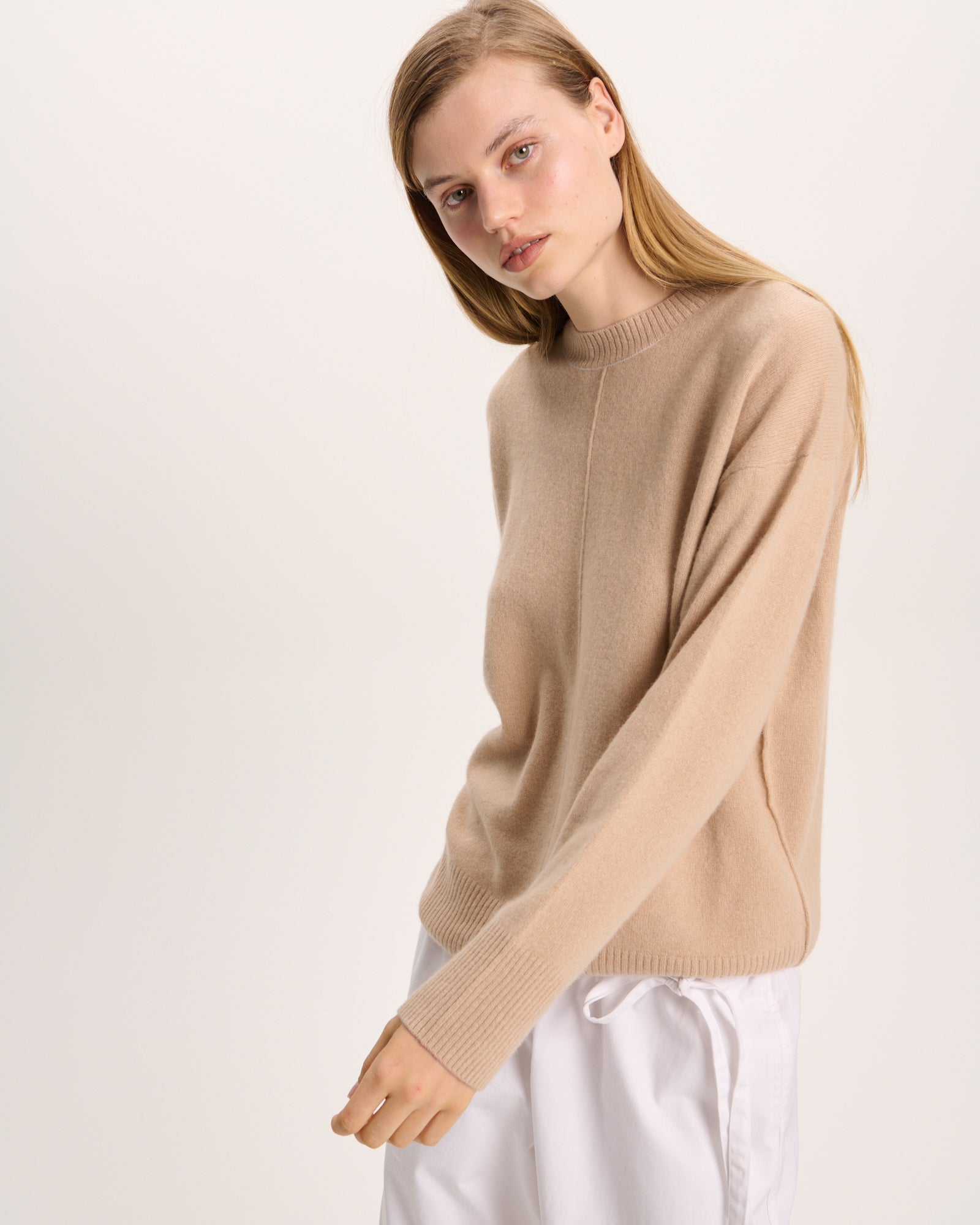 Cashmere Crew Neck Sweater - Fawn