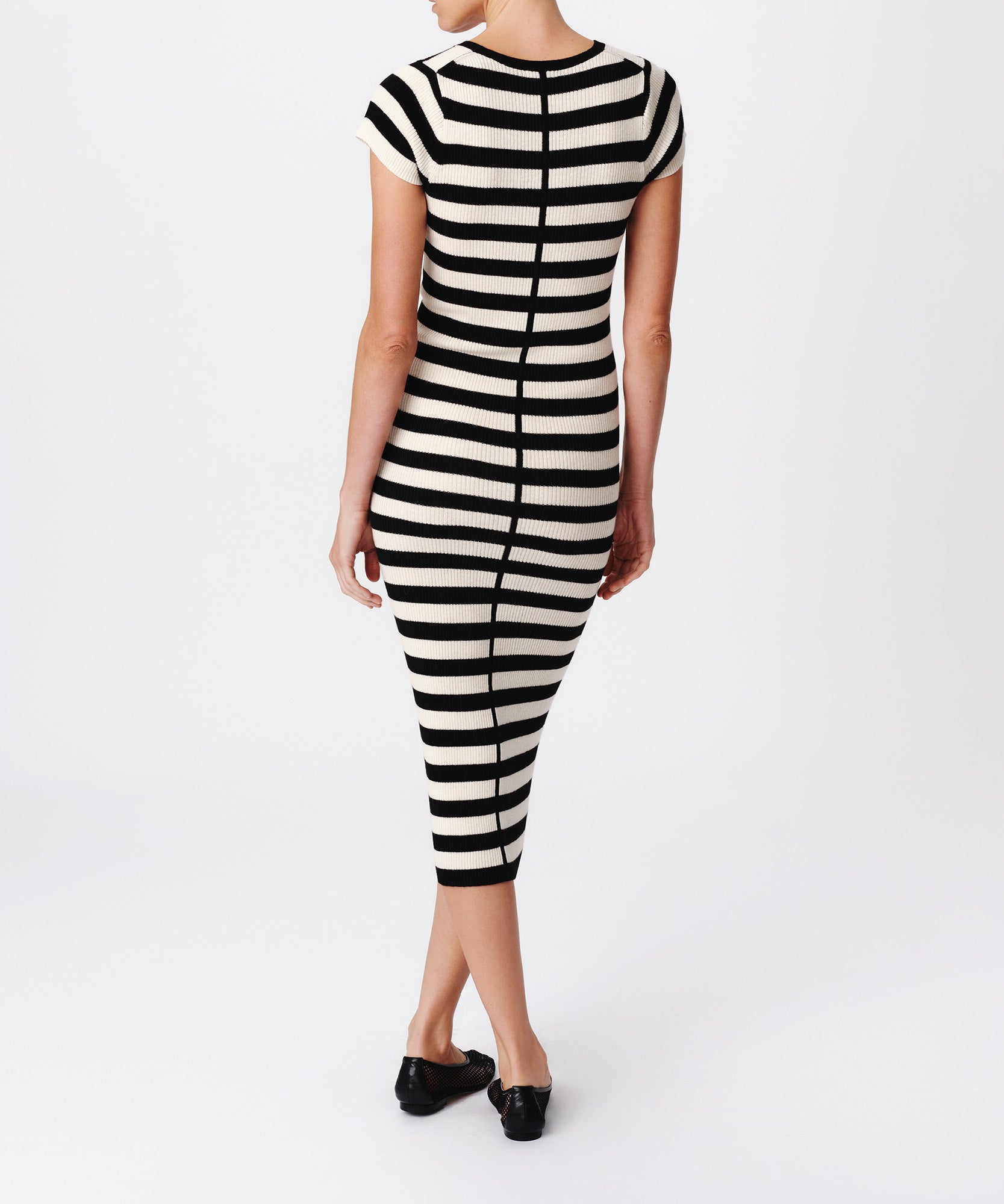 Wool Blend Striped Cap Sleeve Dress |  Women's Dress by ATM Anthony Thomas Melillo