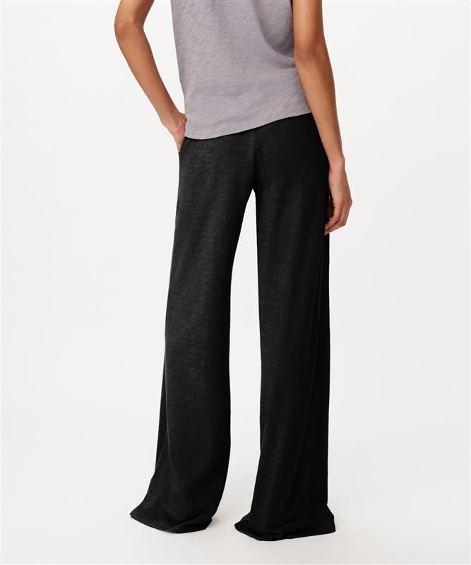 Black Heavy Slub Jersey Wide Leg Pant |  Women's Pants by ATM Anthony Thomas Melillo