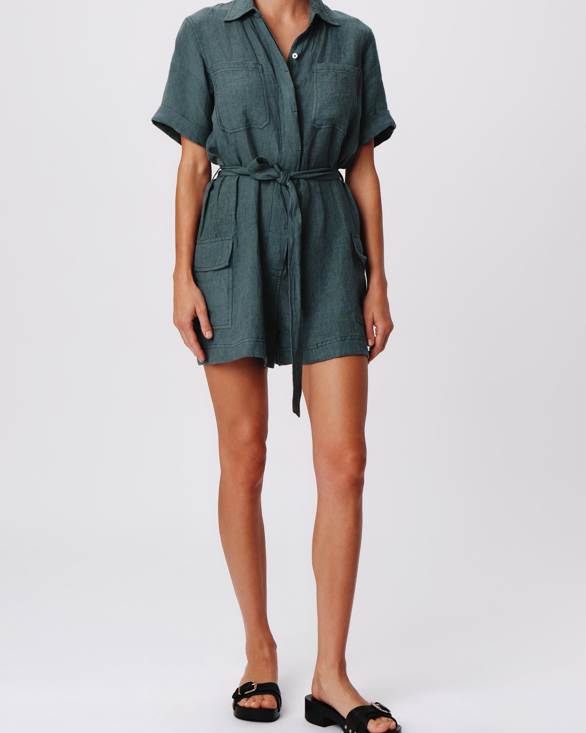 Linen with Wash Romper | Women's Jumpsuit by ATM Anthony Thomas Melillo