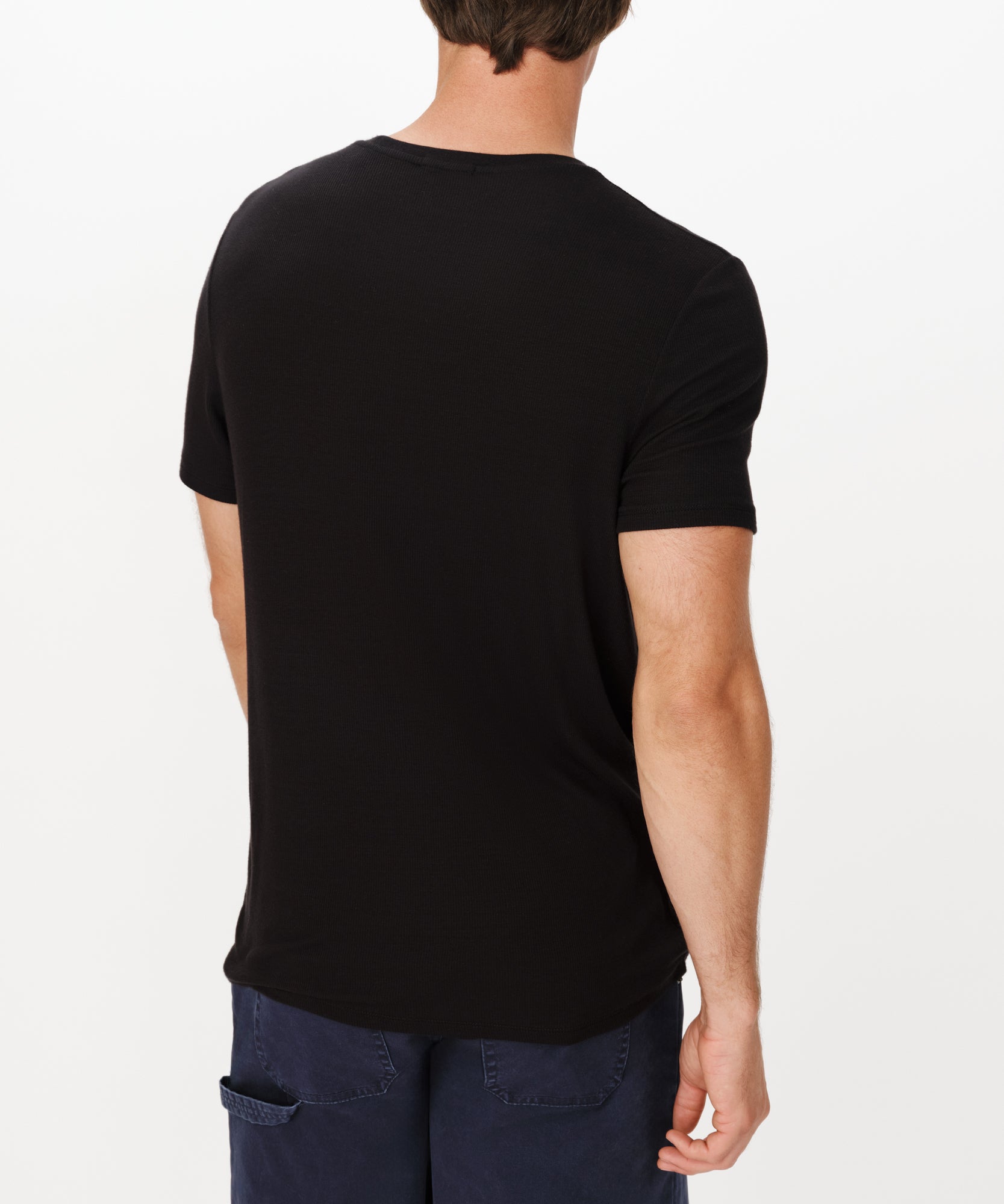 Black Modal Rib Oversized Short Sleeve Crew Neck Tee |  Men's Short Sleeve Tee by ATM Anthony Thomas Melillo