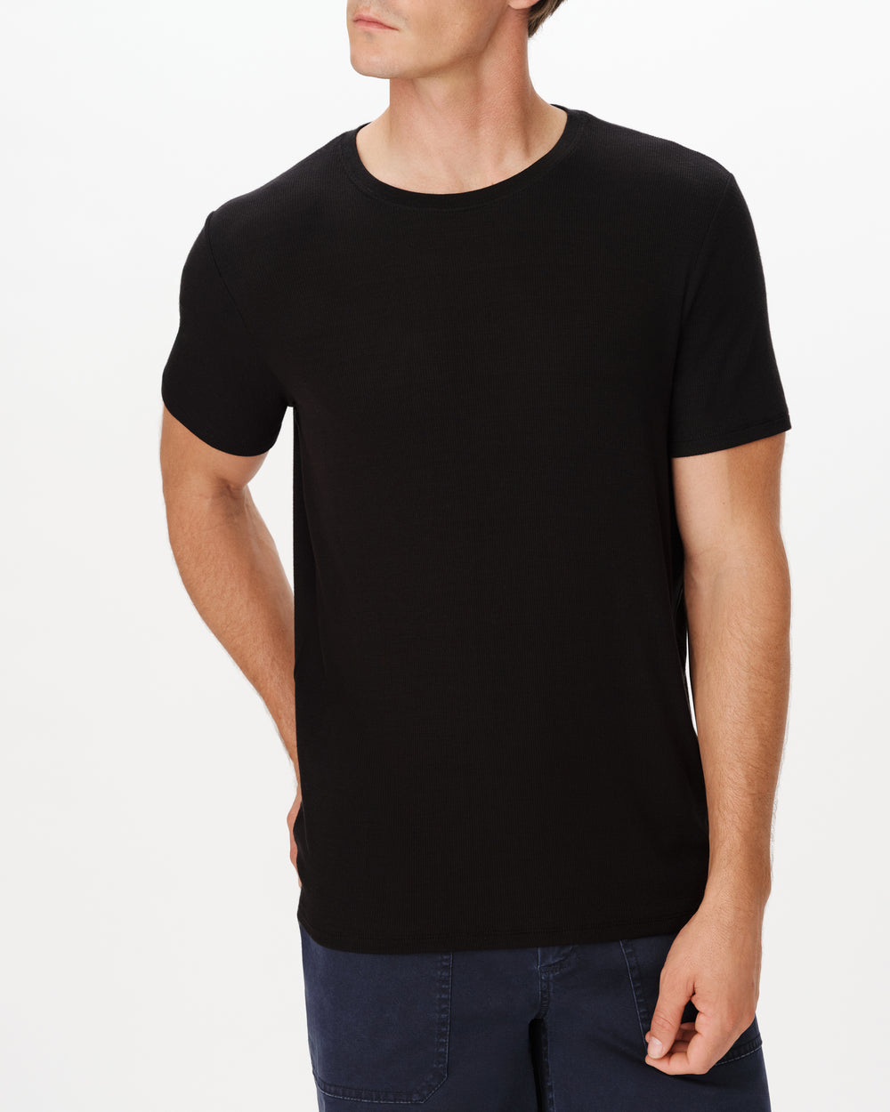 Black Modal Rib Oversized Short Sleeve Crew Neck Tee |  Men's Short Sleeve Tee by ATM Anthony Thomas Melillo