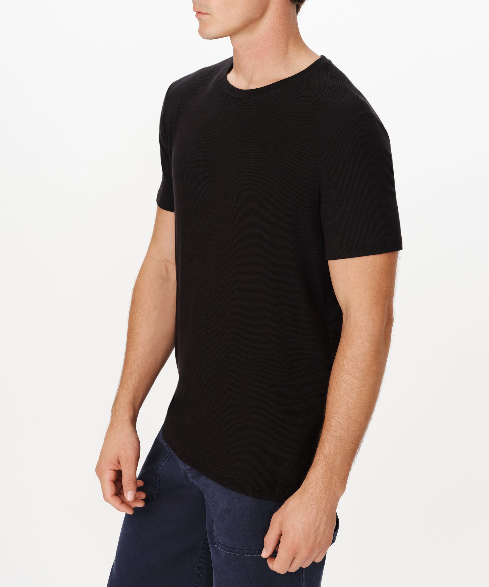Black Modal Rib Oversized Short Sleeve Crew Neck Tee |  Men's Short Sleeve Tee by ATM Anthony Thomas Melillo