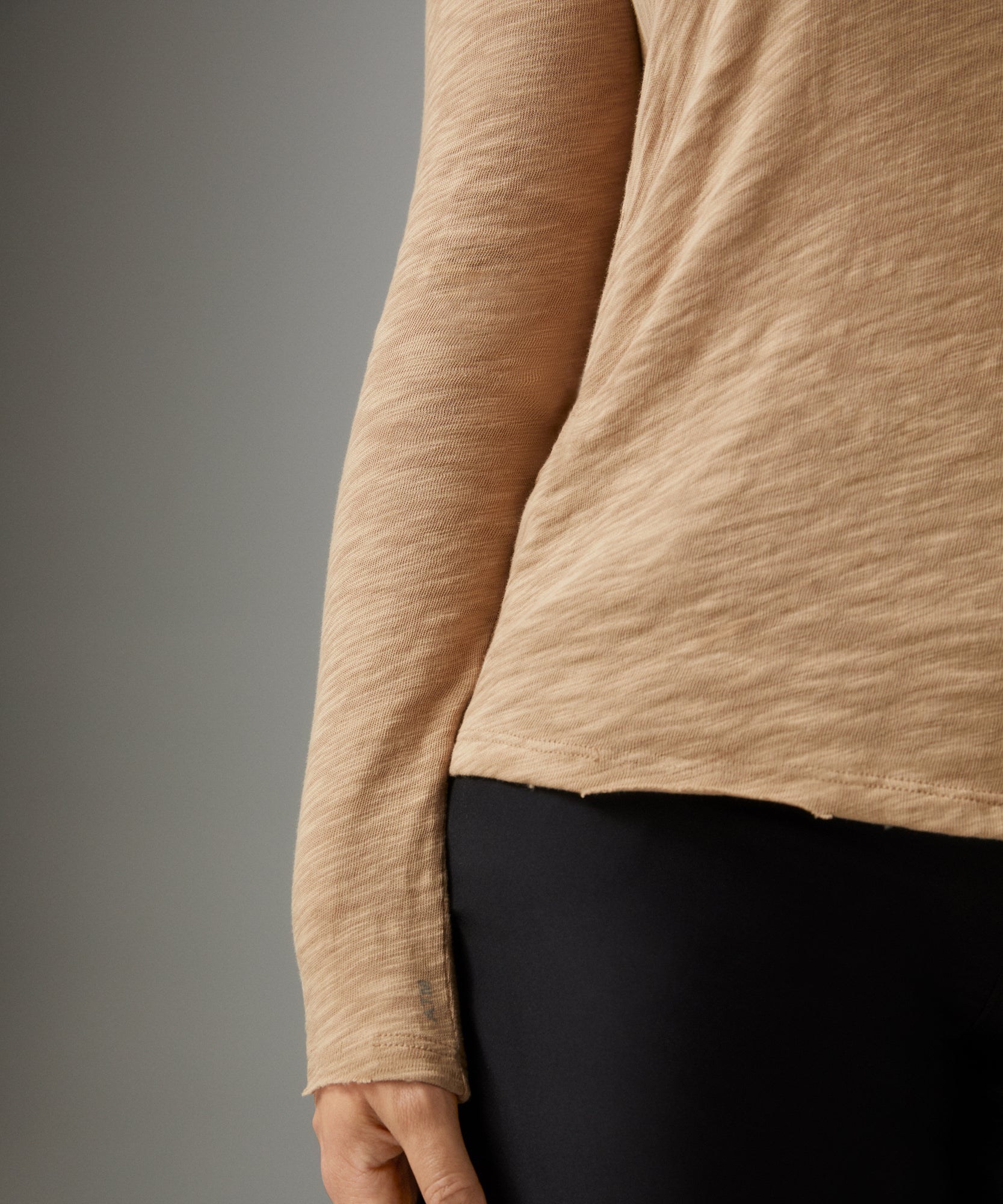 Camel Slub Jersey Long Sleeve Destroyed Wash Tee | Women's Tee by ATM Anthony Thomas Melillo