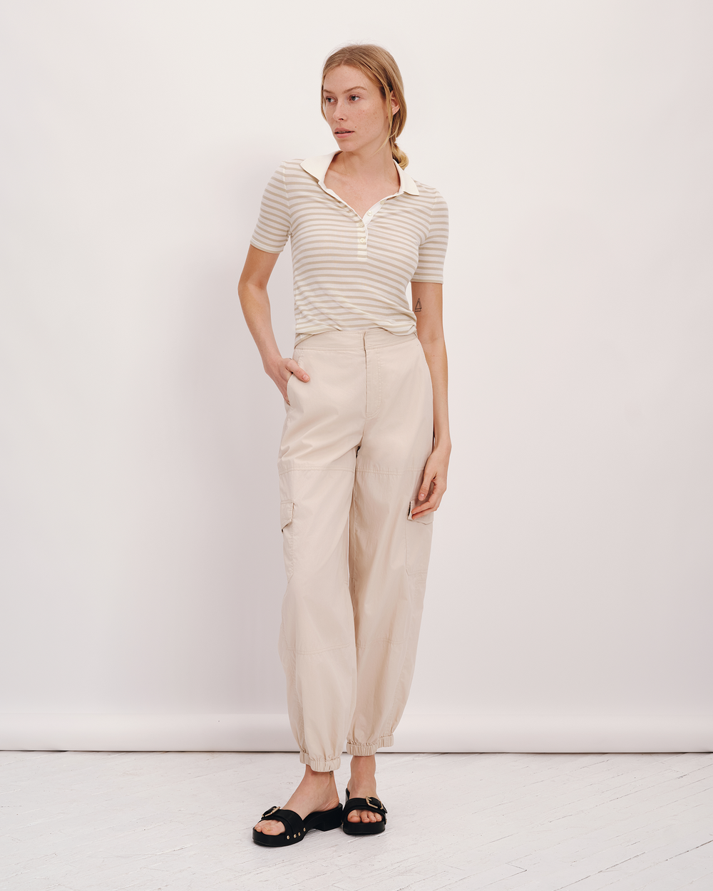 Modal Rib Stripe Short Sleeve Henley Tee |  Women's Short Sleeve T-Shirt by ATM Anthony Thomas Melillo