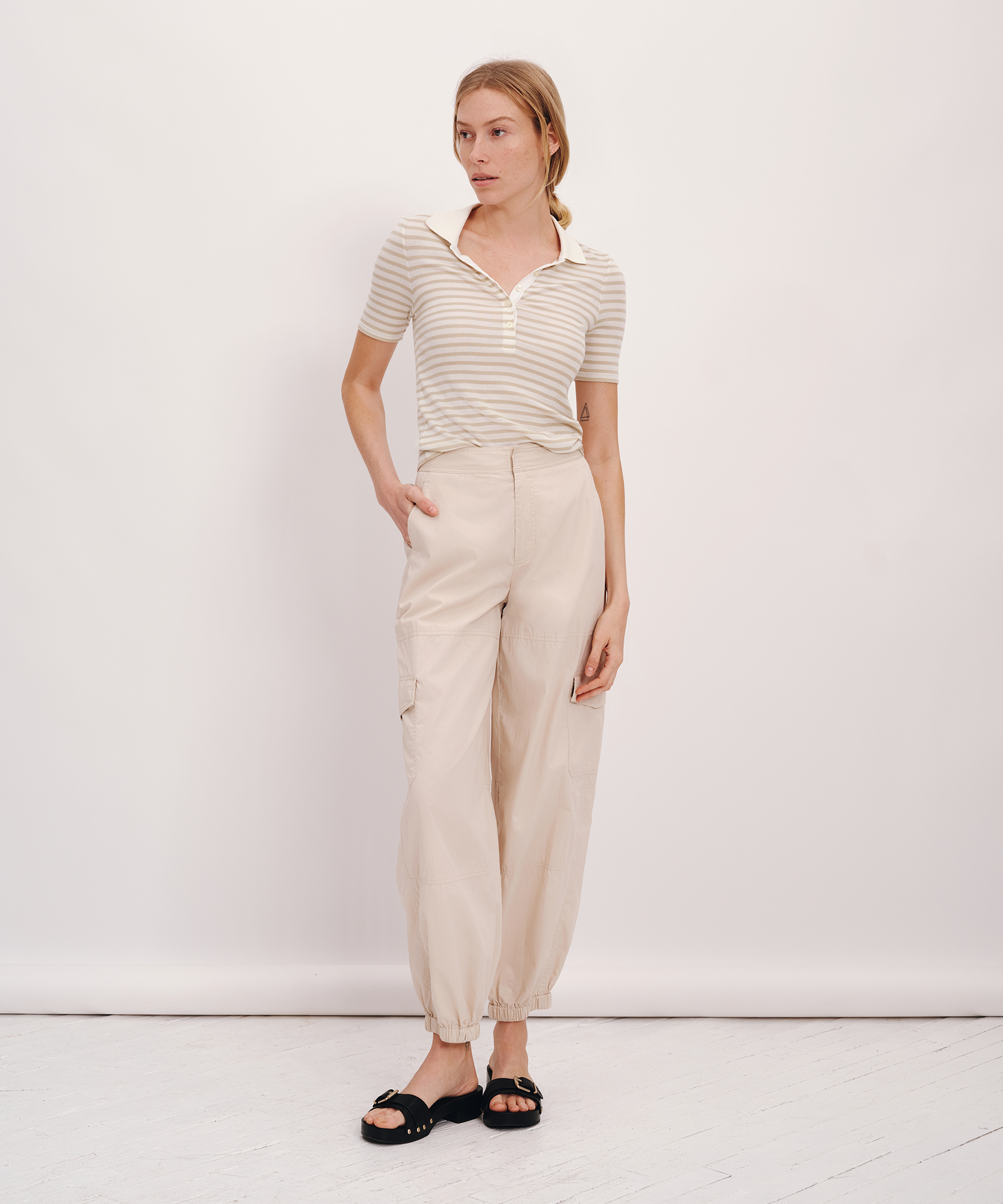 Modal Rib Stripe Short Sleeve Henley Tee |  Women's Short Sleeve T-Shirt by ATM Anthony Thomas Melillo