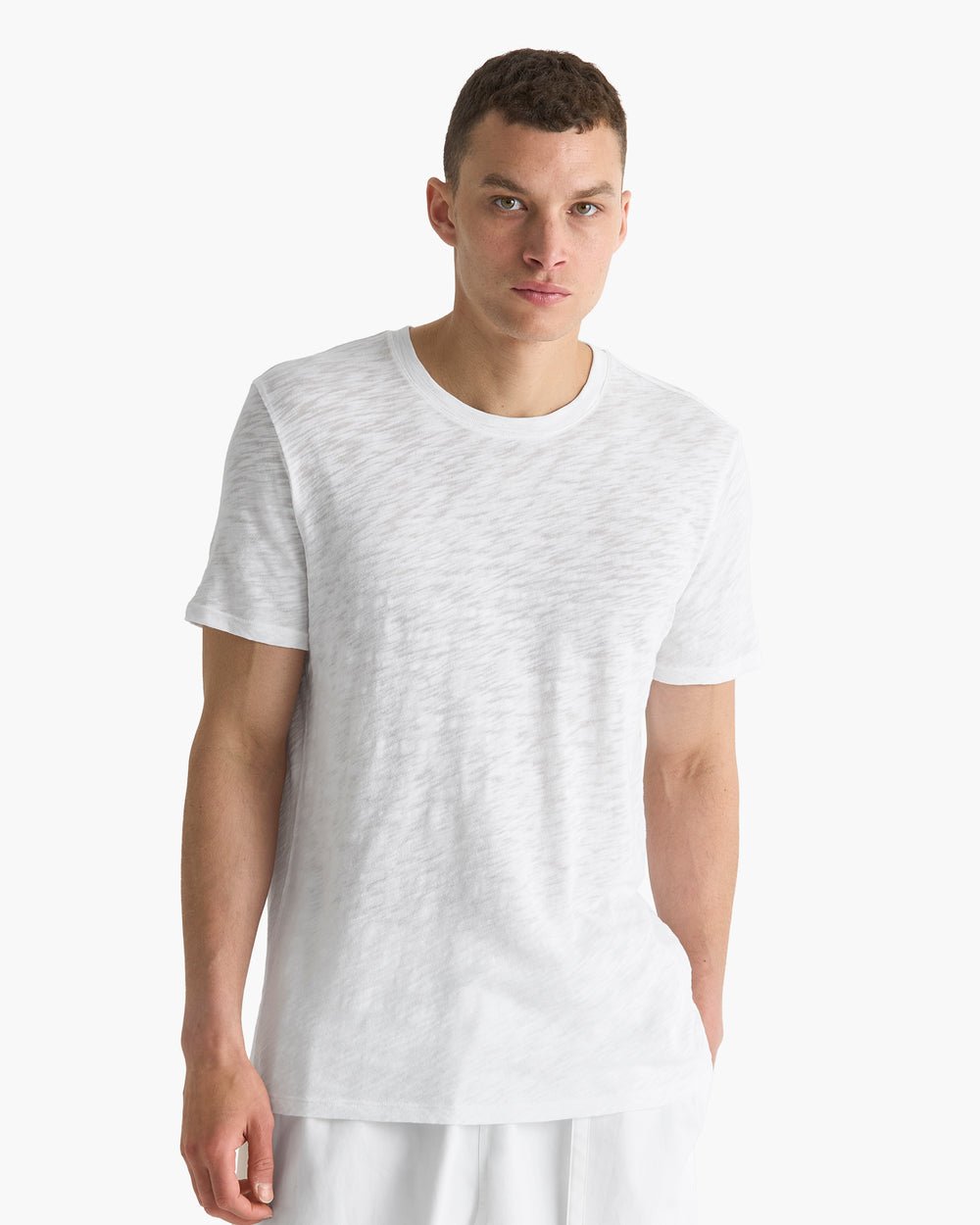 Slub Jersey Crew Neck Tee - White