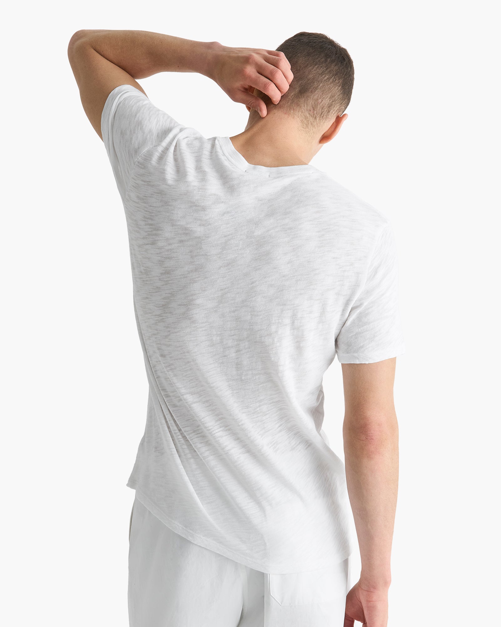 Slub Jersey Crew Neck Tee -  White