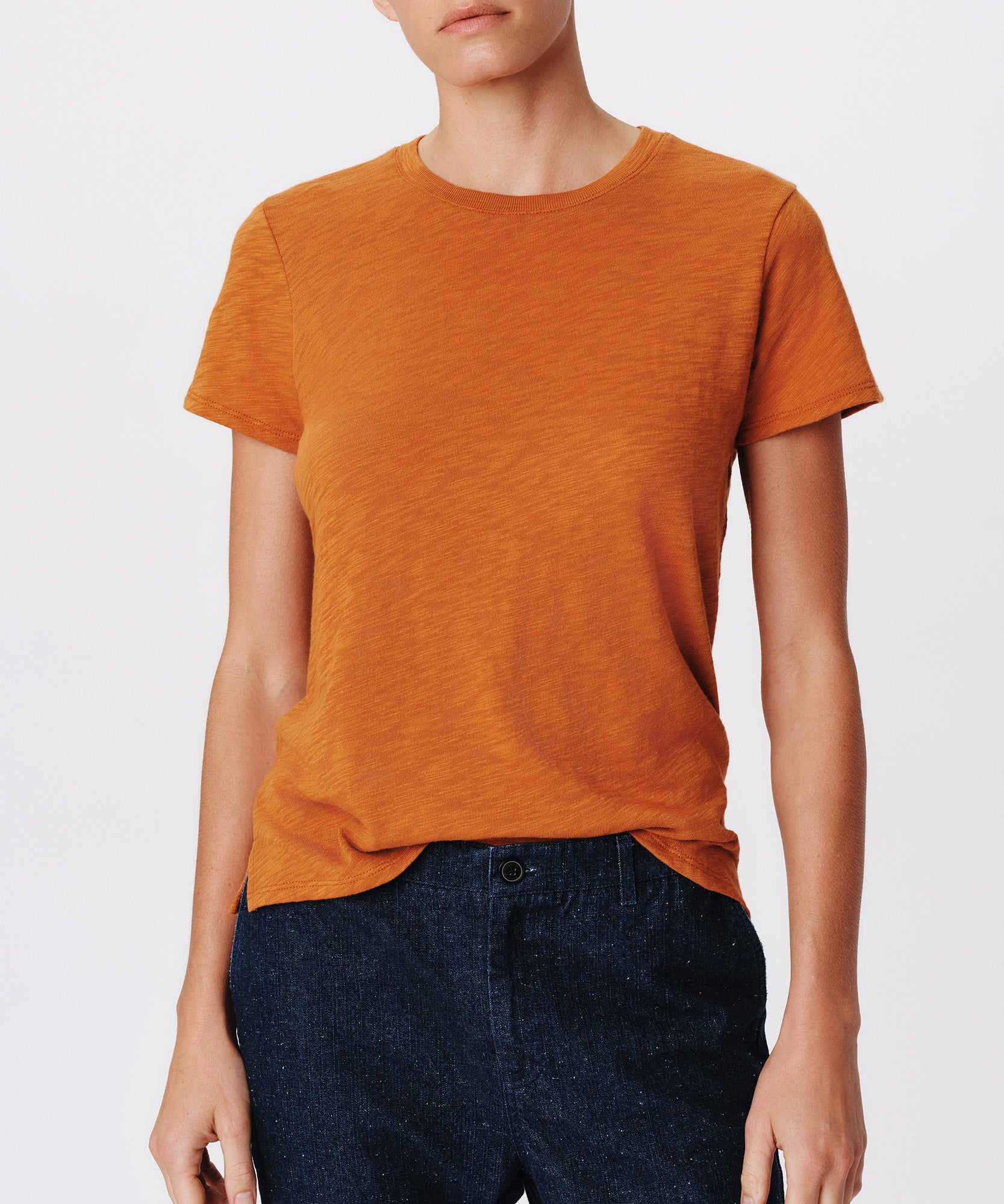 Slub Jersey Schoolboy Short Sleeve Crew Neck Tee |  Women's Short Sleeve T-Shirt by ATM Anthony Thomas Melillo