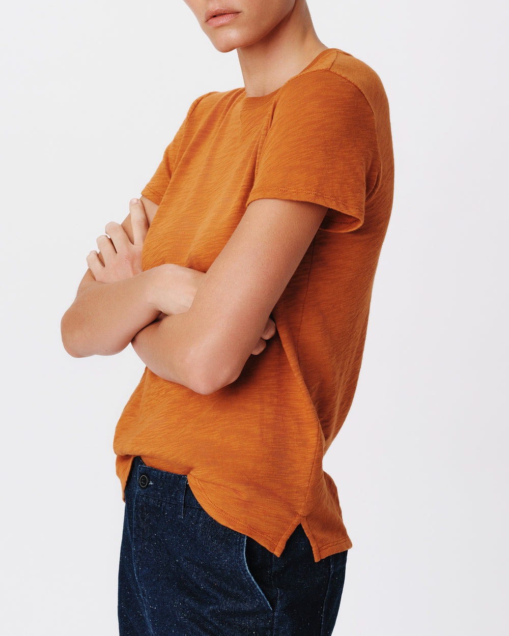 Slub Jersey Schoolboy Short Sleeve Crew Neck Tee |  Women's Short Sleeve T-Shirt by ATM Anthony Thomas Melillo