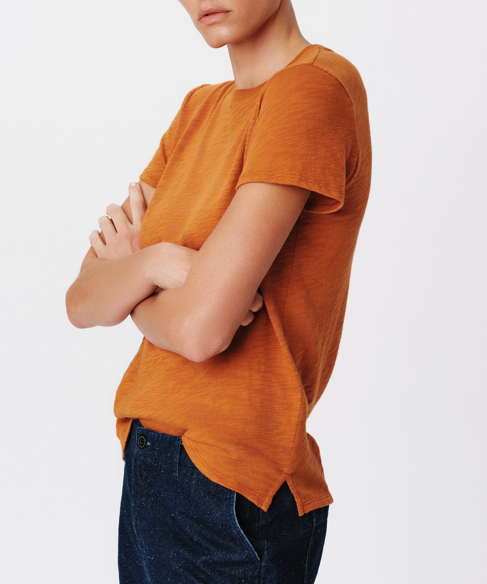 Slub Jersey Schoolboy Short Sleeve Crew Neck Tee |  Women's Short Sleeve T-Shirt by ATM Anthony Thomas Melillo