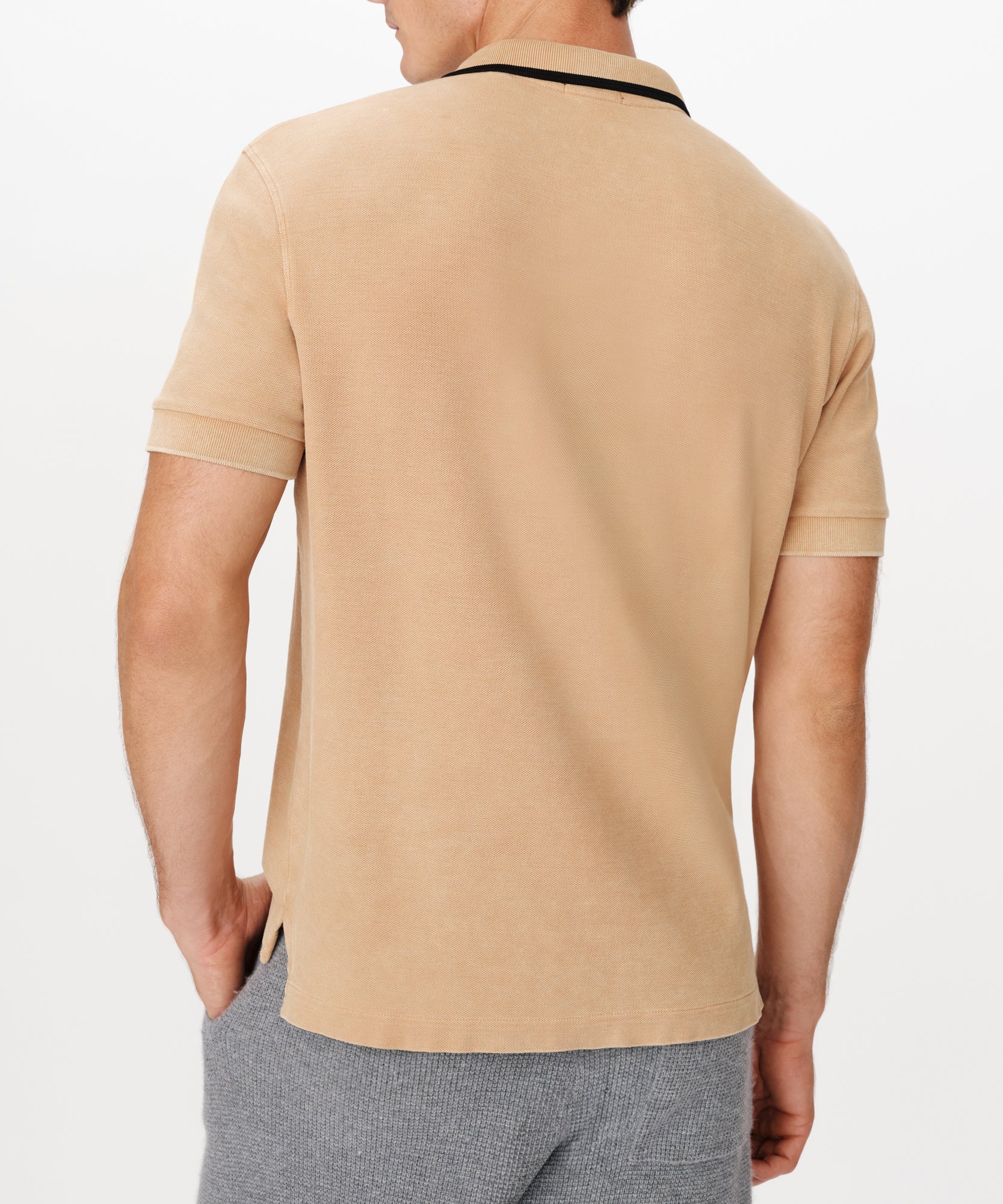 Desert Tan Pique with Chroma Wash Short Sleeve Polo | Men's Polo Shirt by ATM Anthony Thomas Melillo