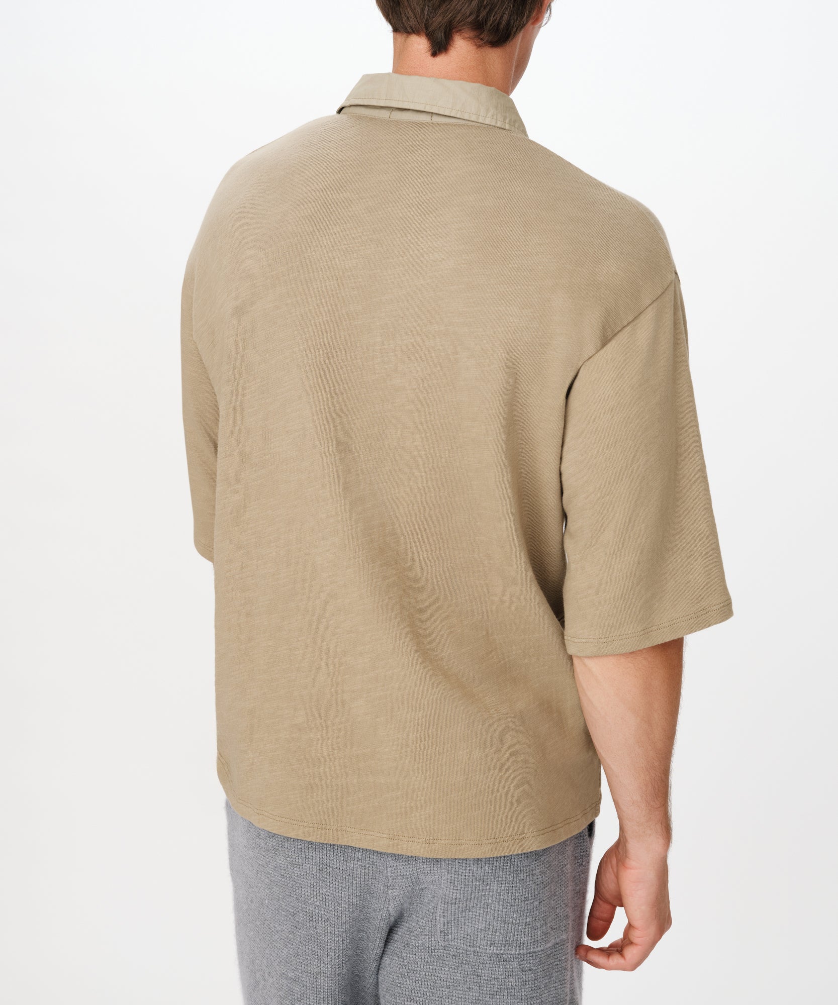 Faded Army Heavy Slub Jersey Oversized Short Sleeve Polo |  Men's Polo Shirt by ATM Anthony Thomas Melillo