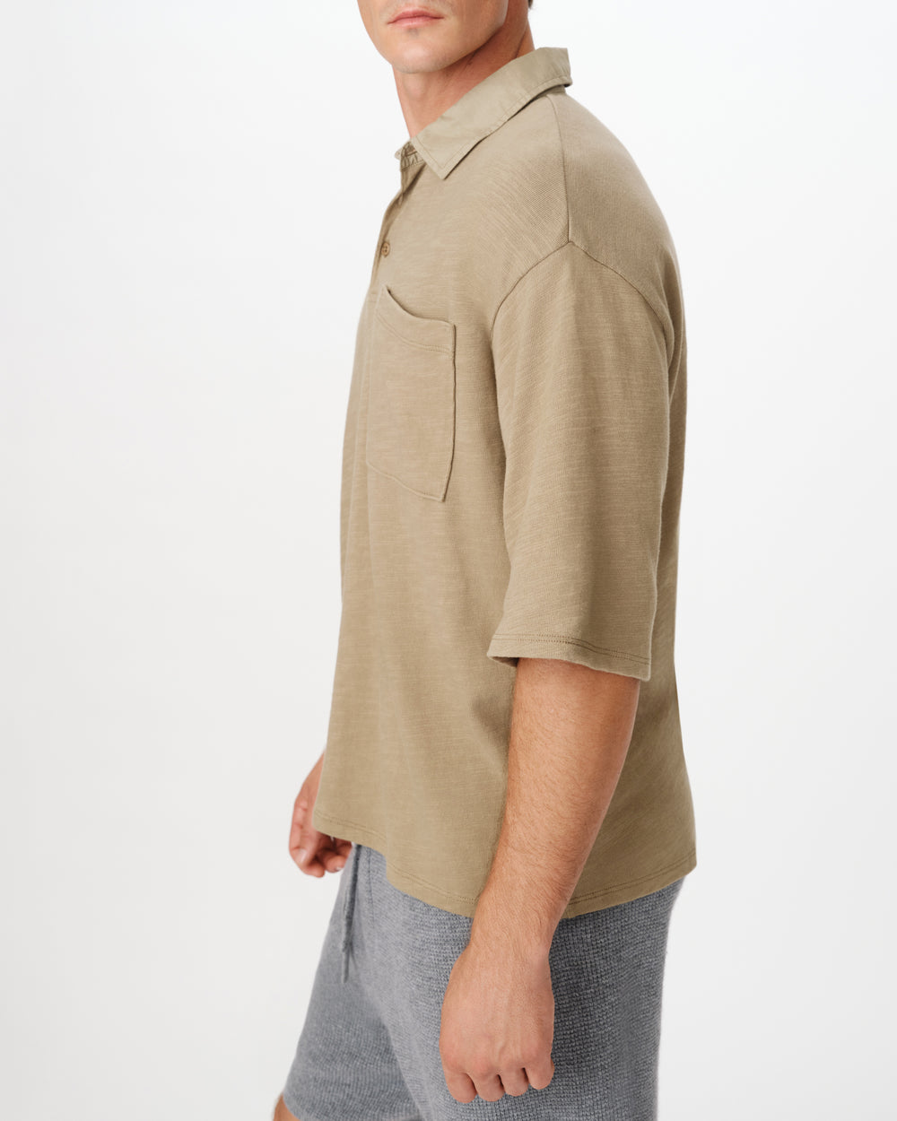 Faded Army Heavy Slub Jersey Oversized Short Sleeve Polo |  Men's Polo Shirt by ATM Anthony Thomas Melillo