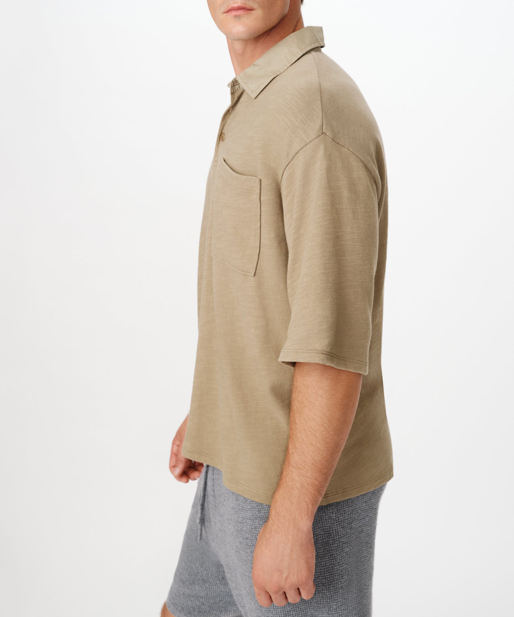 Faded Army Heavy Slub Jersey Oversized Short Sleeve Polo |  Men's Polo Shirt by ATM Anthony Thomas Melillo