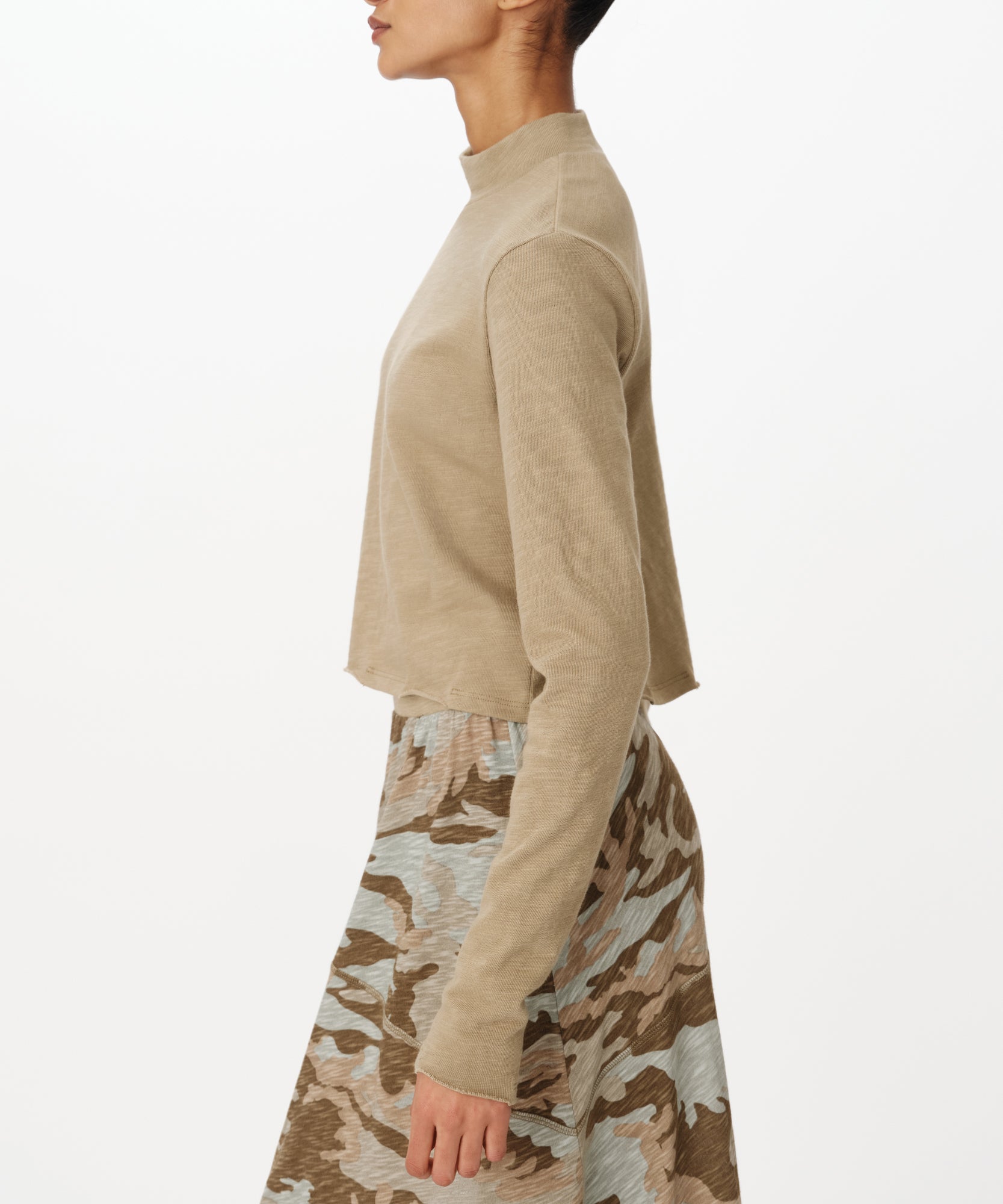 Faded Army Heavy Slub Jersey Turtleneck Tee |  Women's Top by ATM Anthony Thomas Melillo